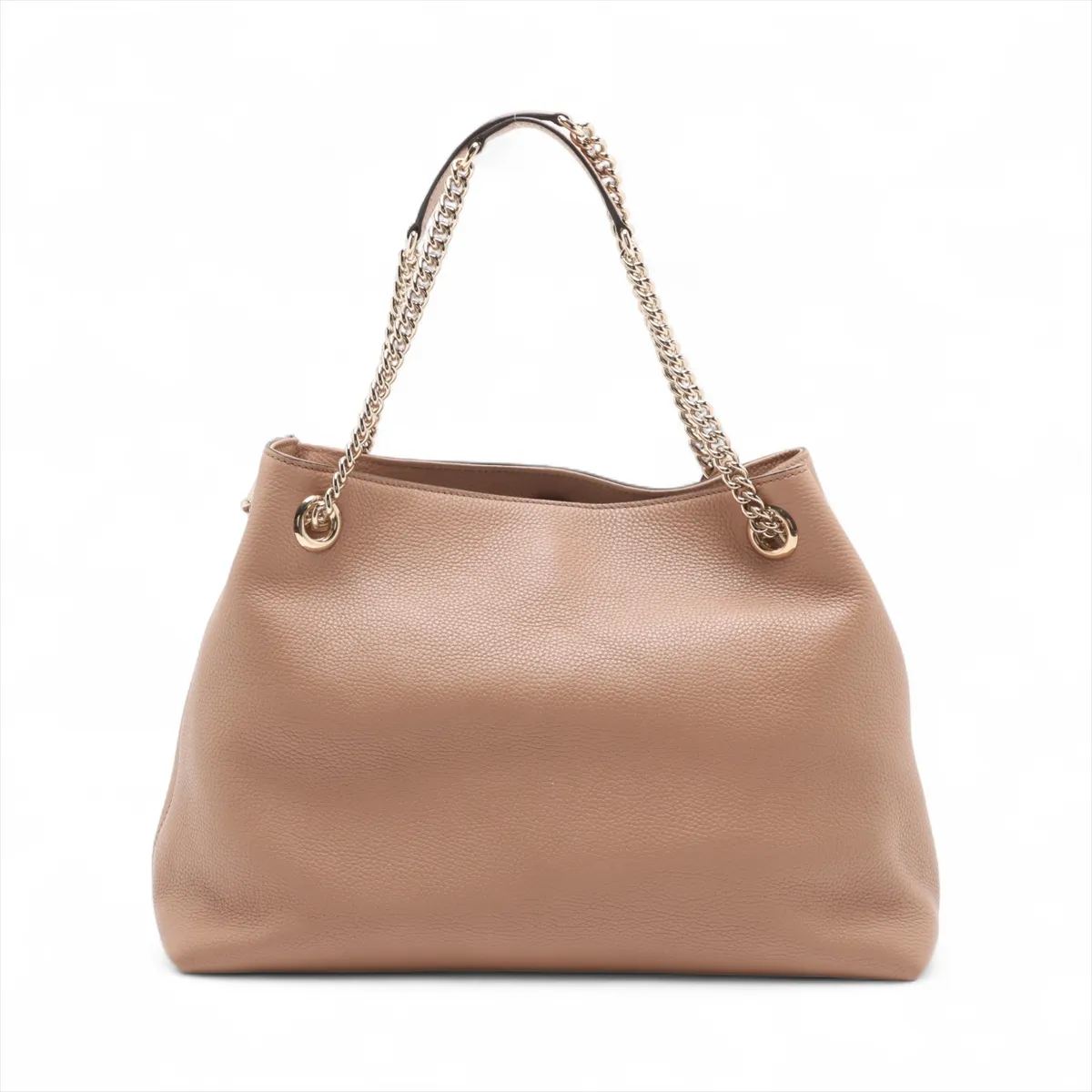 Soho Leather Chain Tote Bag, Beige Poodle, 536196 (Outlet) — view 2