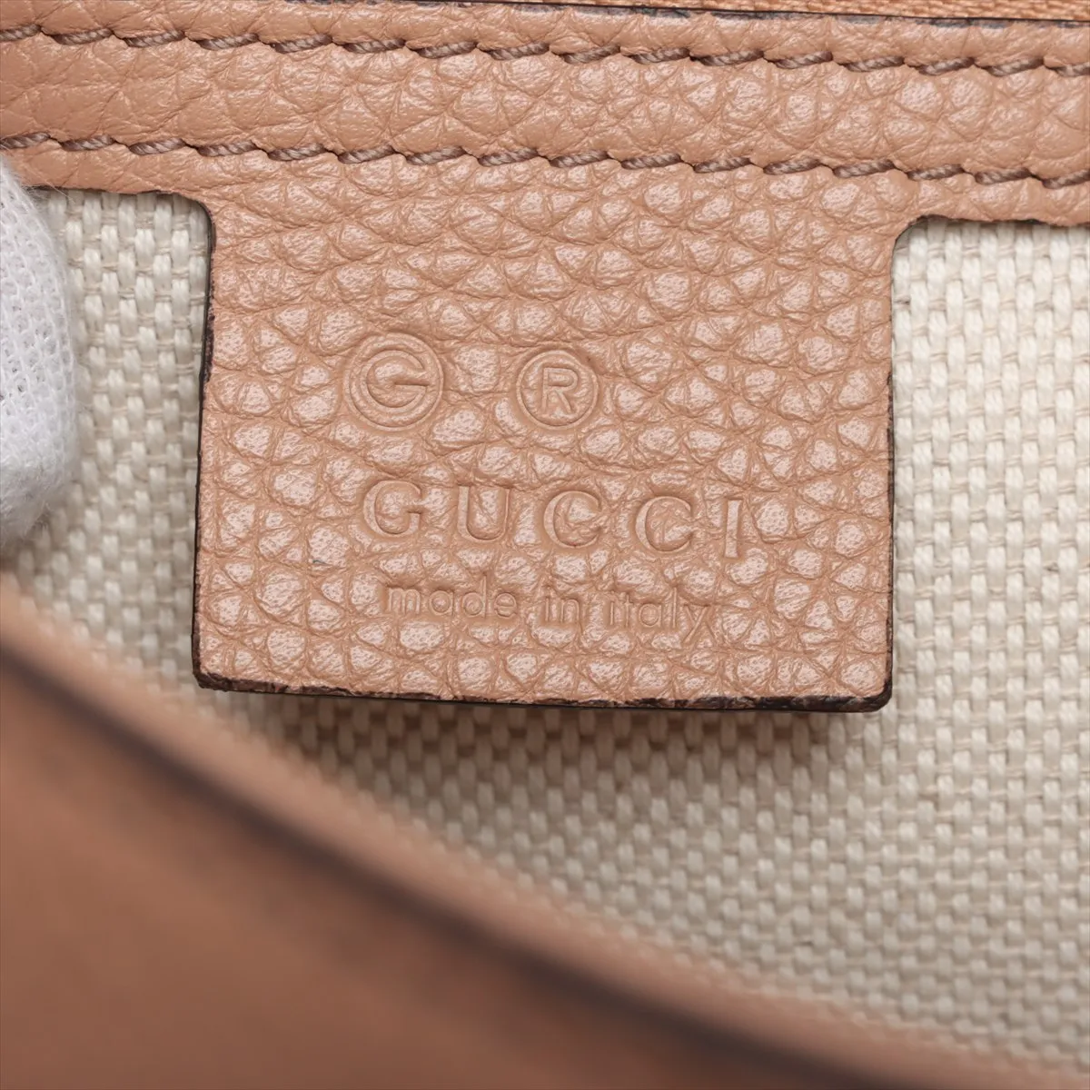 Soho Leather Chain Tote Bag, Beige Poodle, 536196 (Outlet) — view 11