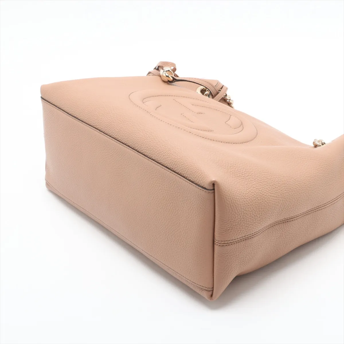Soho Leather Chain Tote Bag, Beige Poodle, 536196 (Outlet) — view 3