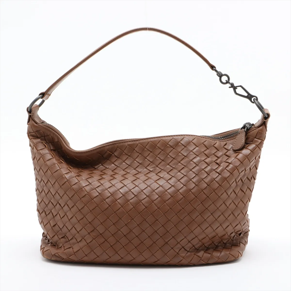 Intrecciato Leather Shoulder Bag Brown — view 2