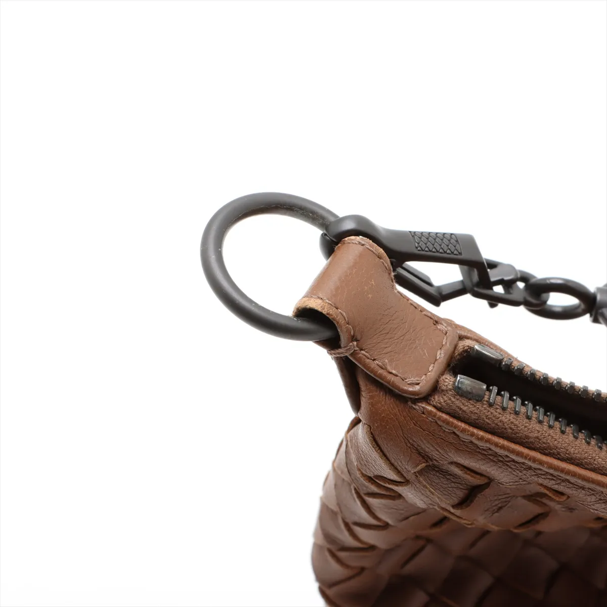 Intrecciato Leather Shoulder Bag Brown — view 11