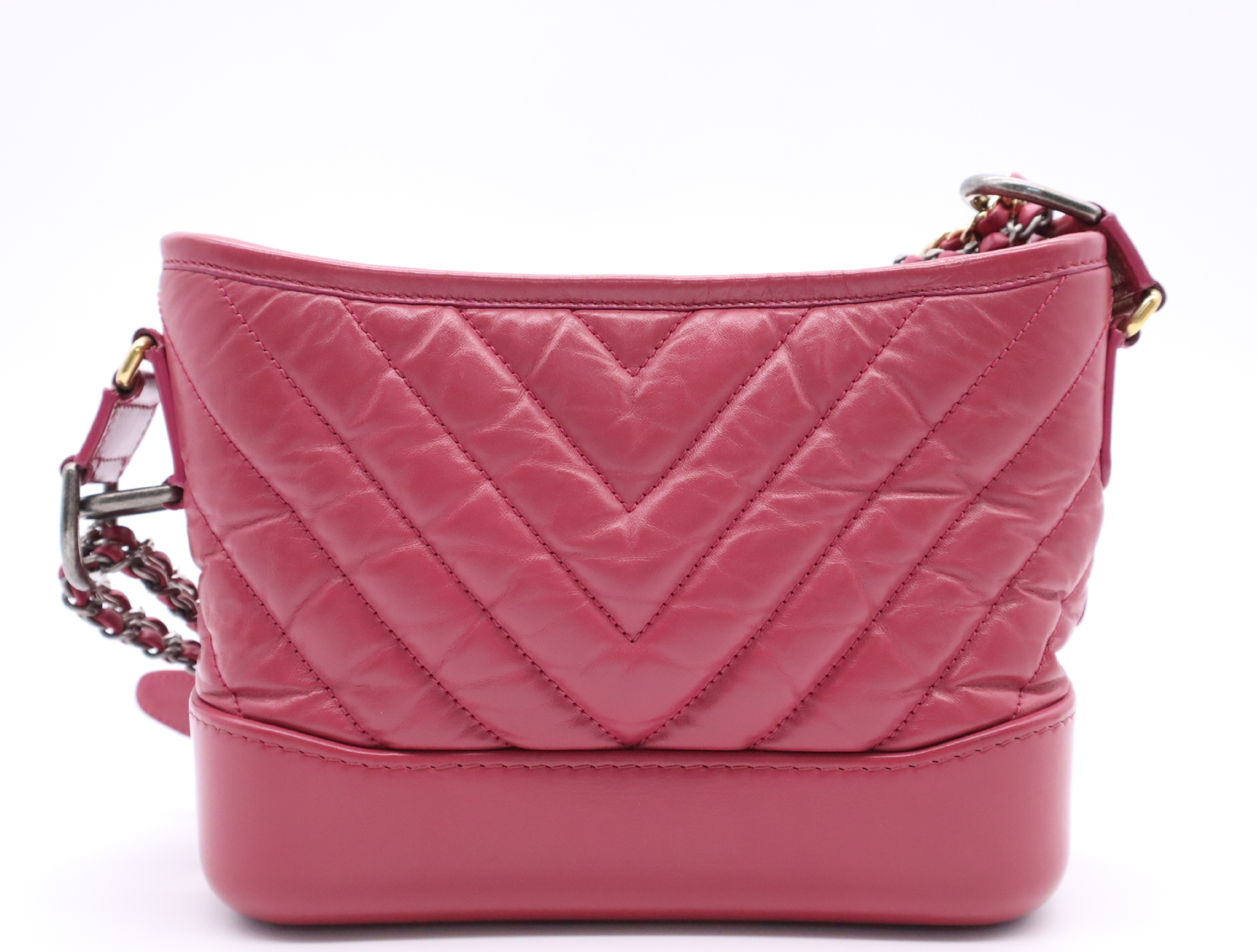 Calfskin Gabrielle de Chanel Small Hobo V-stitch Chain Shoulder Bag, Wine Red, with Seal, 26147475 Shoulder Bag — view 2