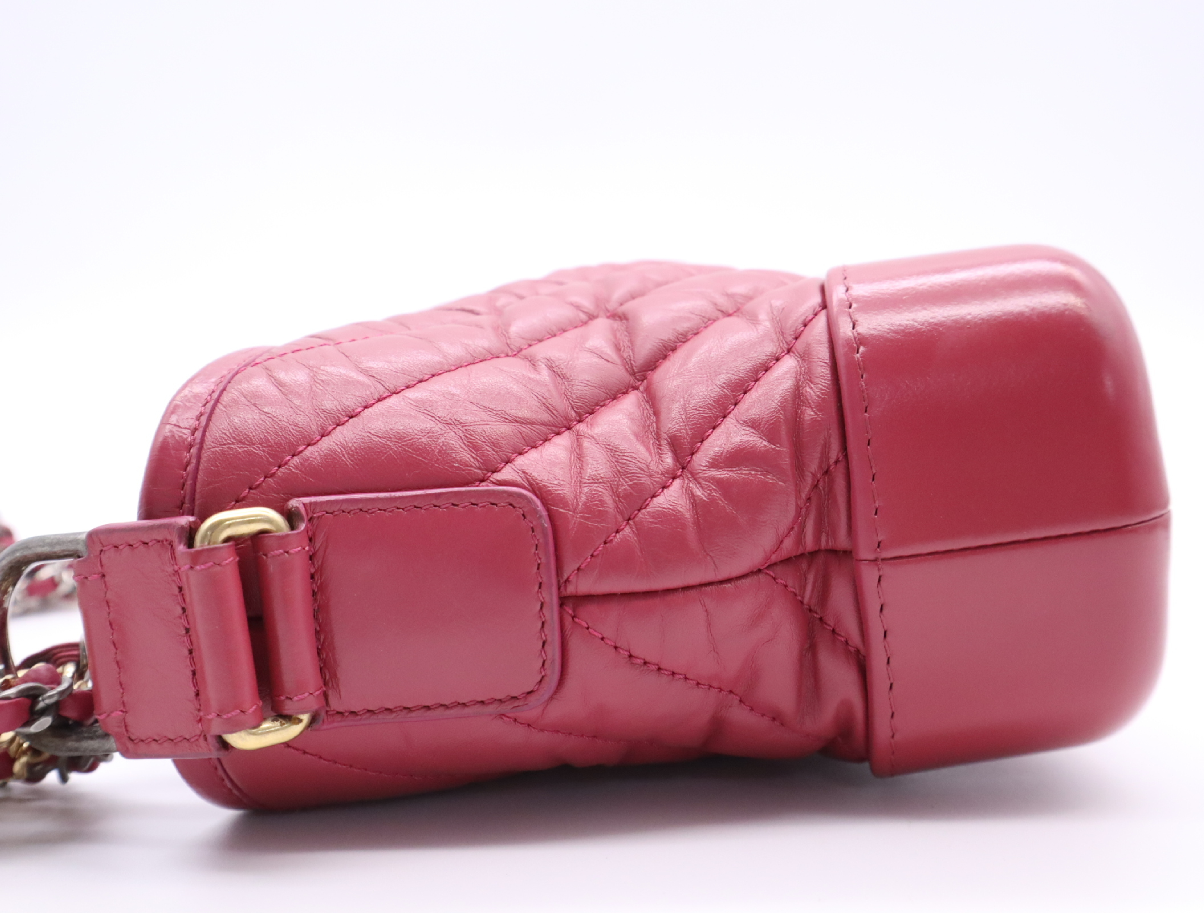 Calfskin Gabrielle de Chanel Small Hobo V-stitch Chain Shoulder Bag, Wine Red, with Seal, 26147475 Shoulder Bag — view 3