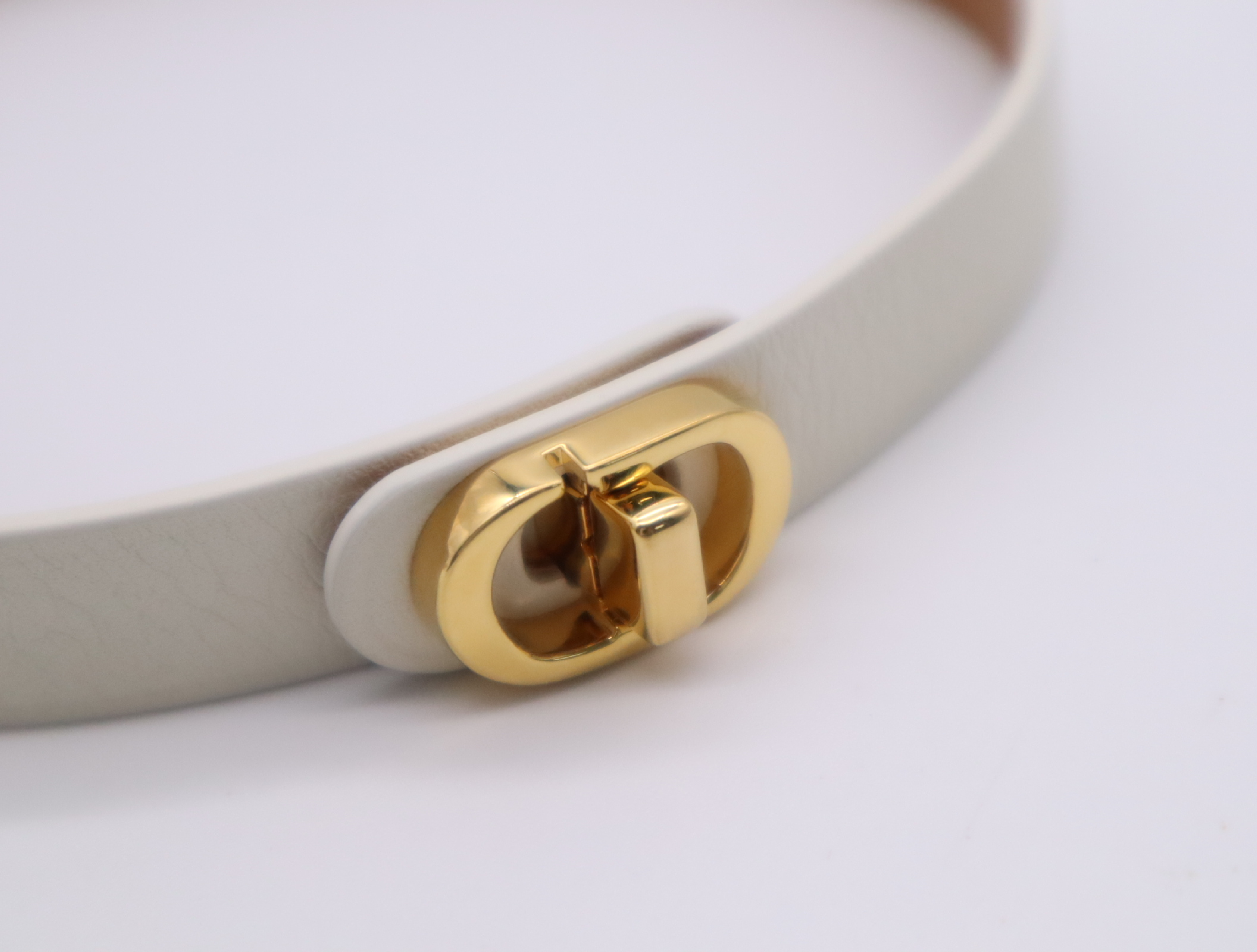 Leather 30 Montaigne White Gold Hardware Bracelet/Bangle — view 3