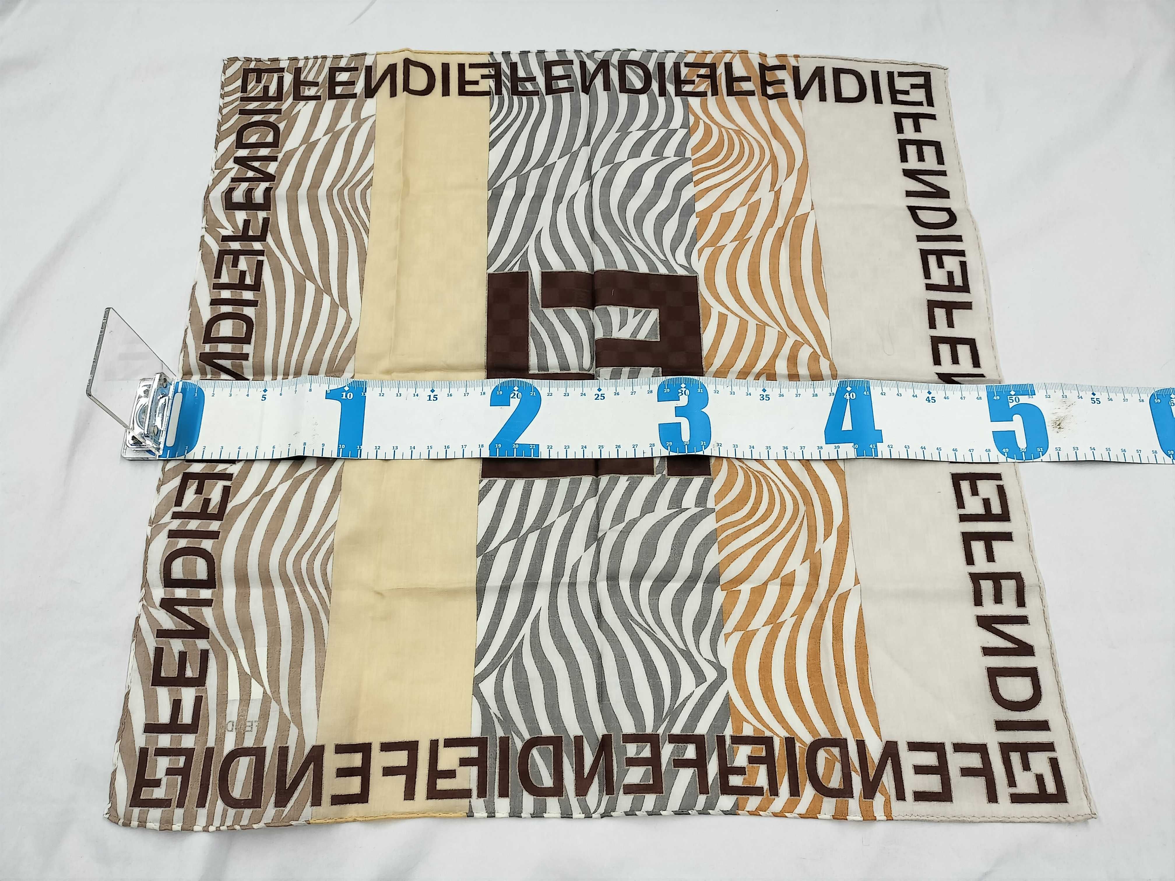 Zucca pattern Fendi handkerchief scarf with sticker, border logo FF Zucca zebra pattern, other accessories — view 2