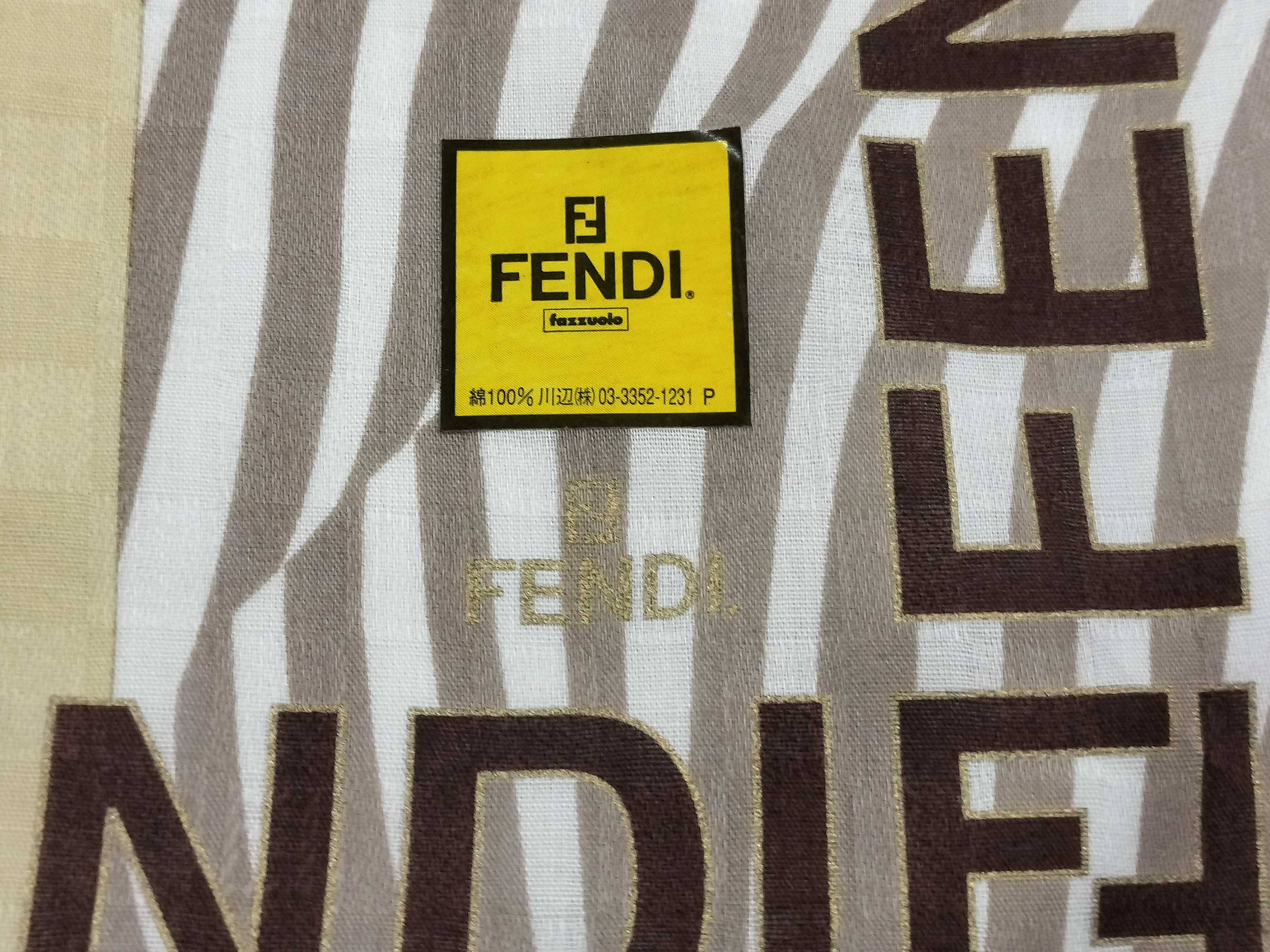Zucca pattern Fendi handkerchief scarf with sticker, border logo FF Zucca zebra pattern, other accessories — view 3
