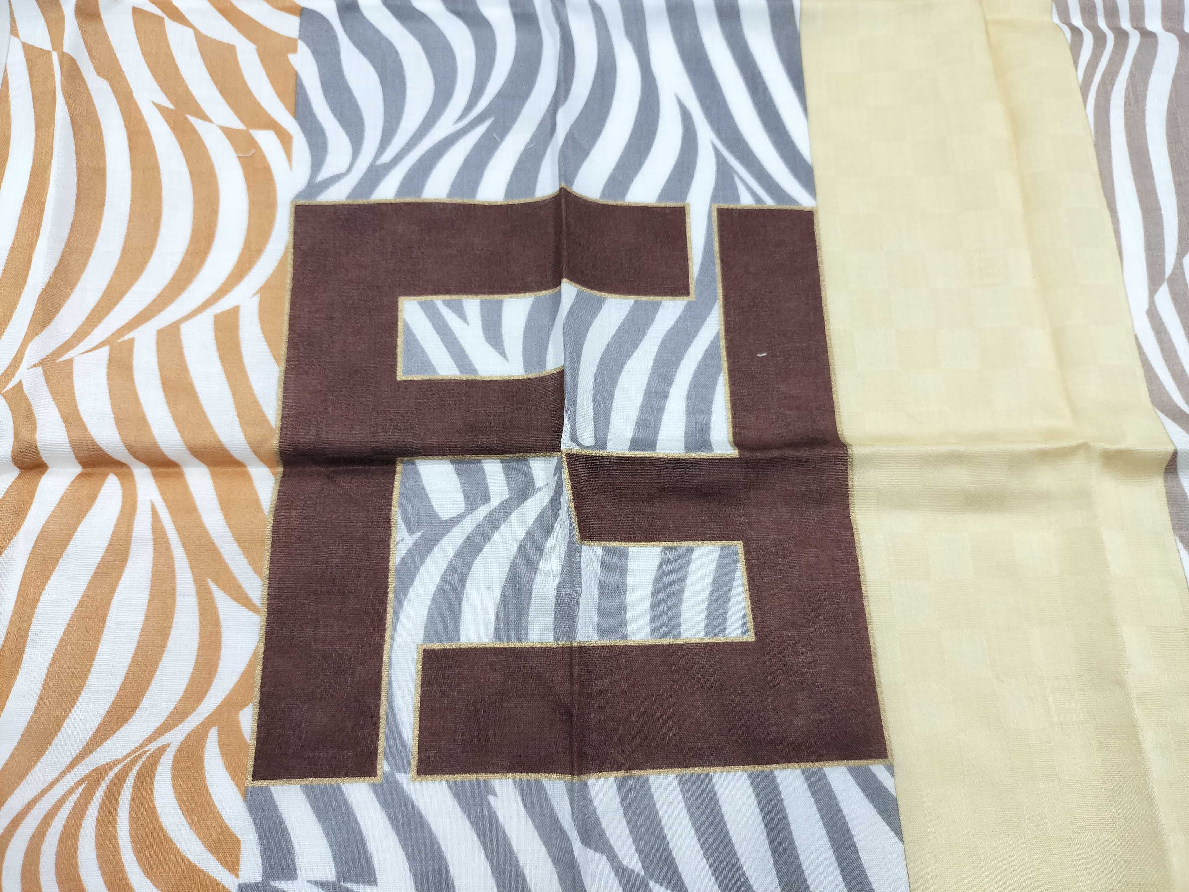 Zucca pattern Fendi handkerchief scarf with sticker, border logo FF Zucca zebra pattern, other accessories — view 5