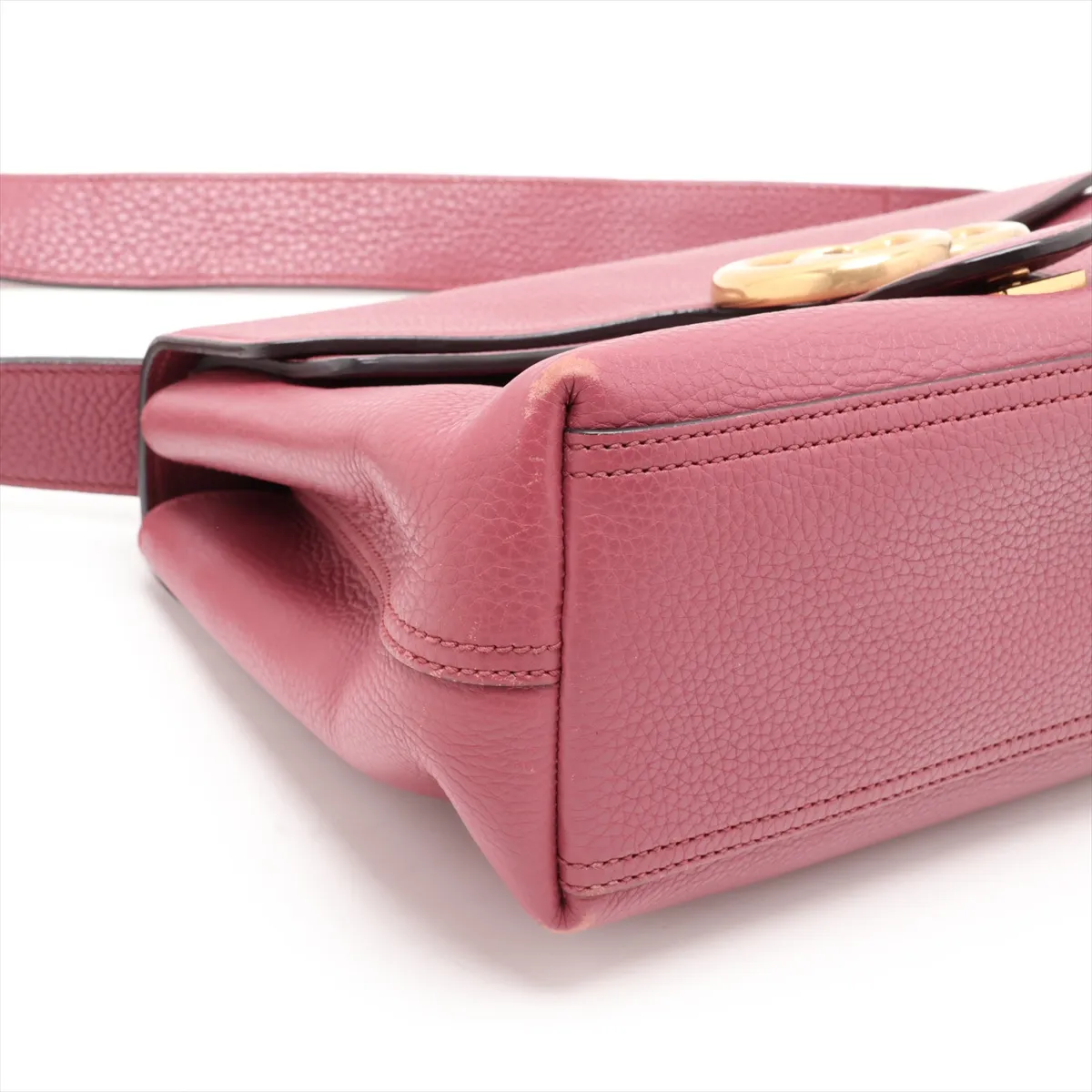 GG Marmont 401173 Leather Shoulder Bag, Pink — view 4