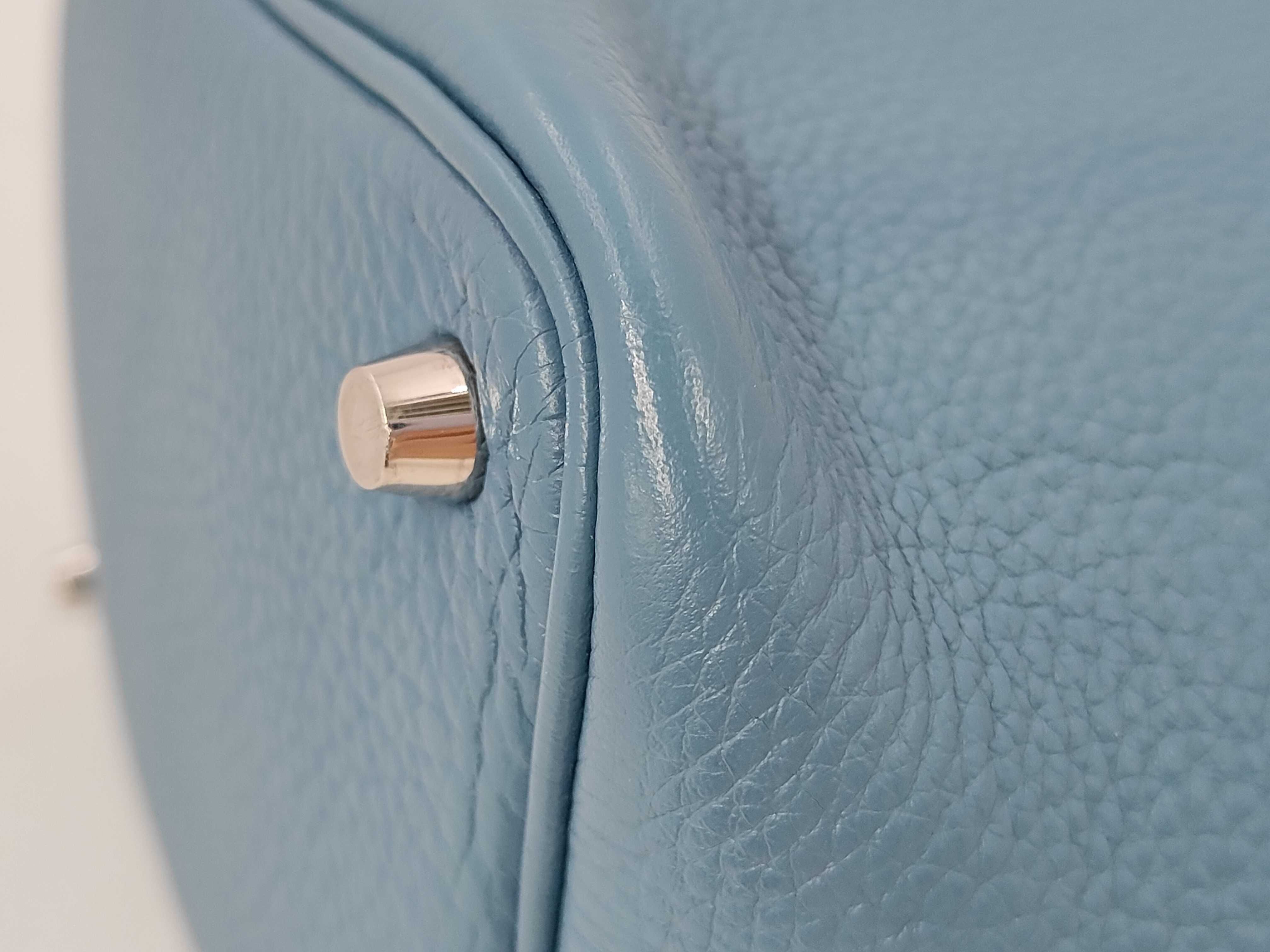 Picotin Lock PM Taurillon Leather Blue Jean N Stamp Silver Hardware Handbag — view 4