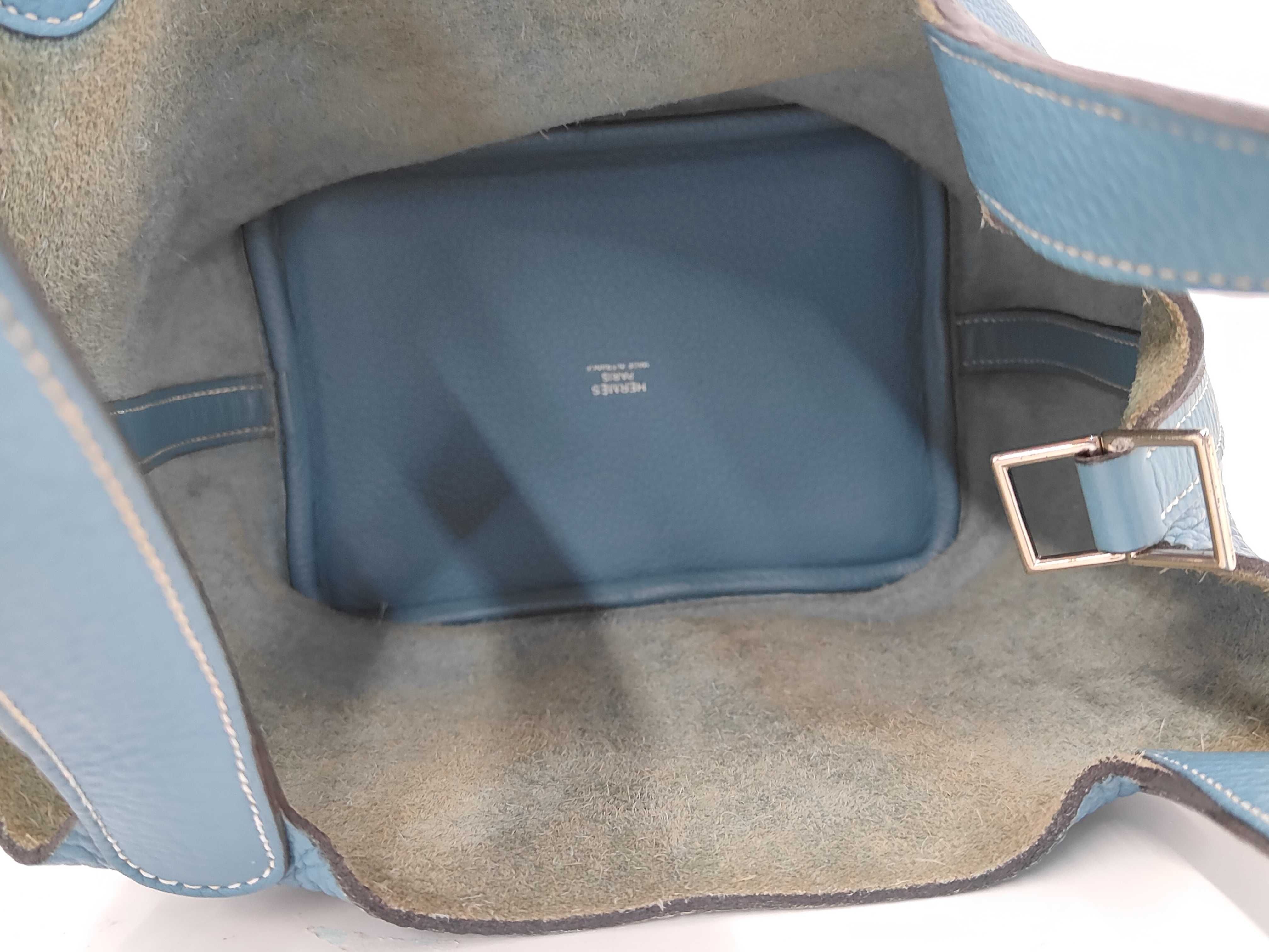 Picotin Lock PM Taurillon Leather Blue Jean N Stamp Silver Hardware Handbag — view 5