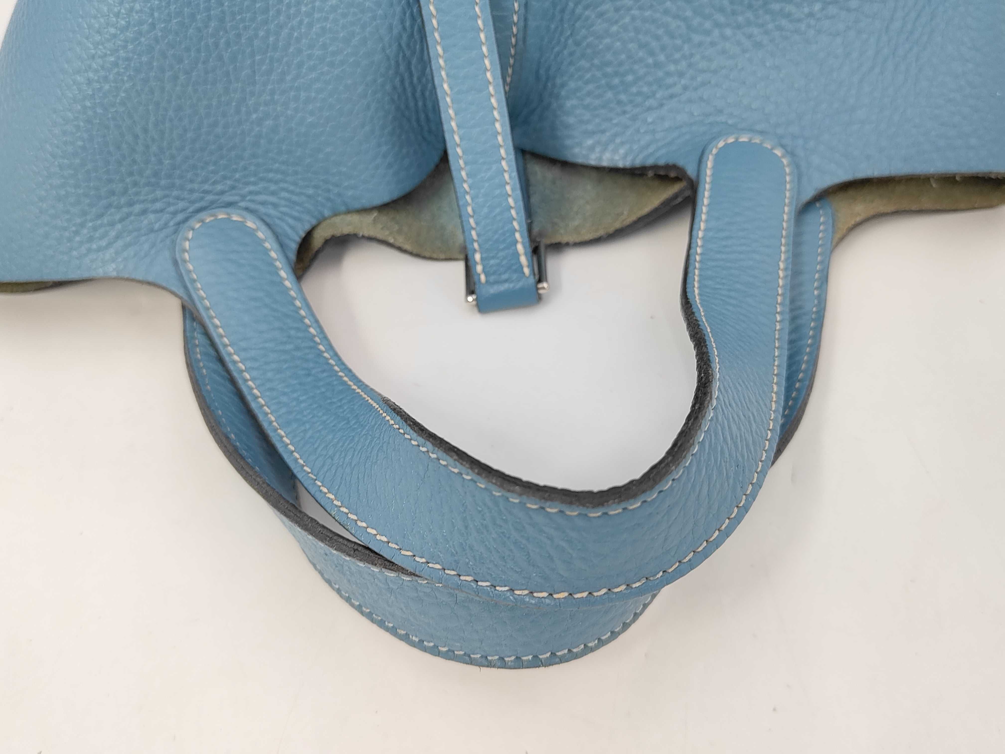 Picotin Lock PM Taurillon Leather Blue Jean N Stamp Silver Hardware Handbag — view 10