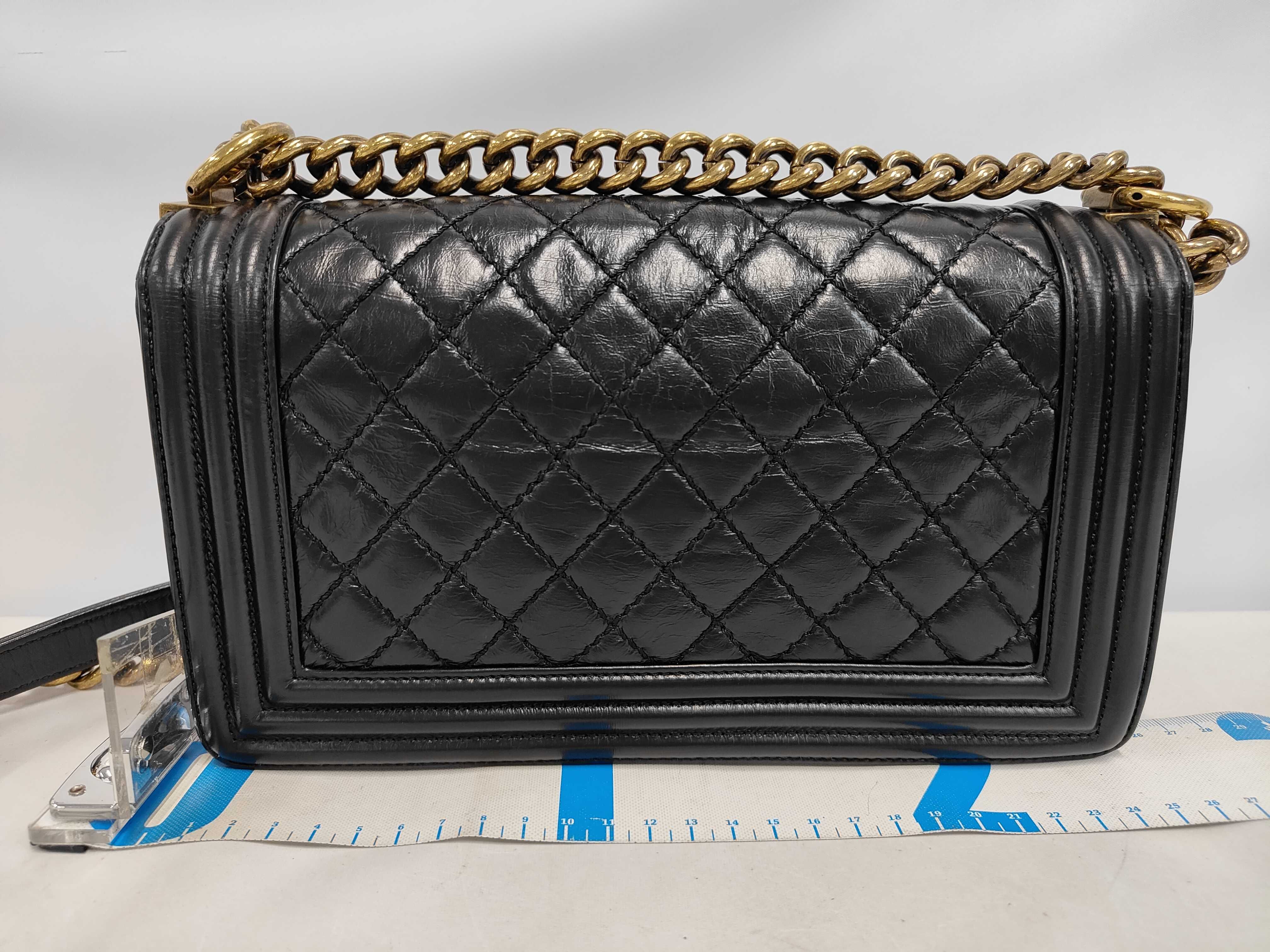 Boy Chanel 25 Gold Hardware Vintage Calfskin Chain Shoulder Bag, Serial Number 17 Series, Black Shoulder Bag — view 2