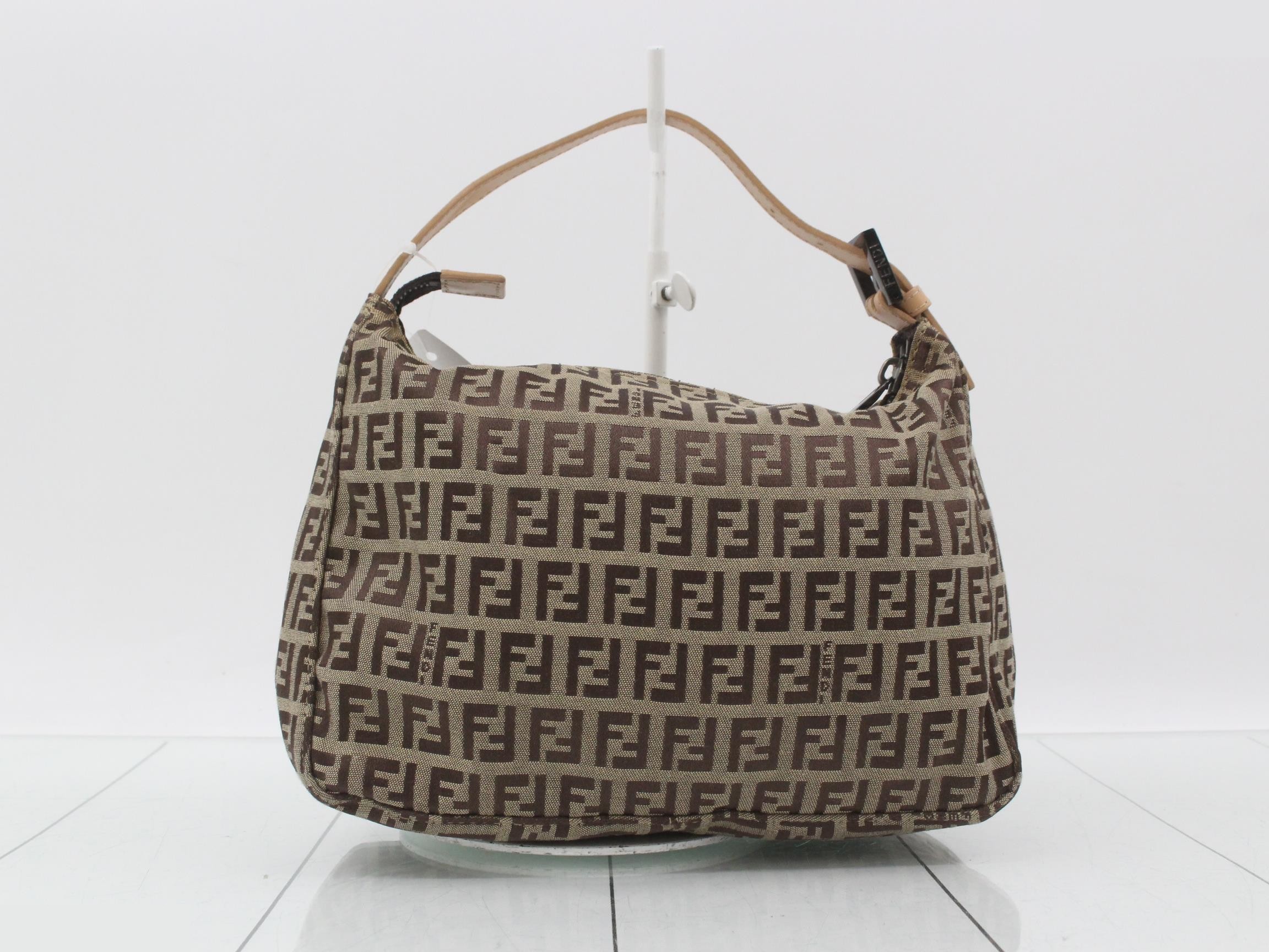 Zucchino Shoulder Bag, Canvas/Leather, Beige — view 2