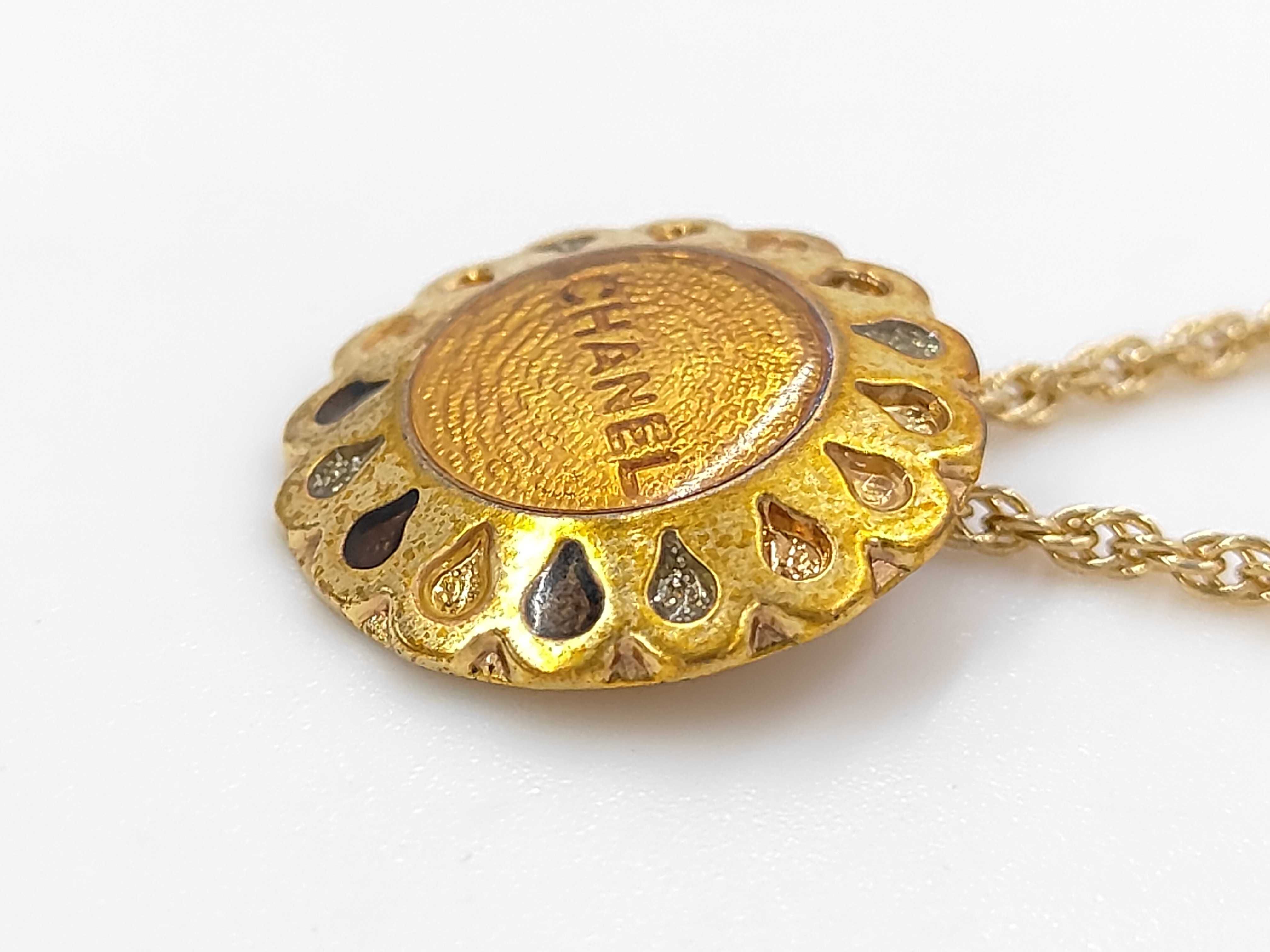 Logo Flower Motif Colored Stone Necklace 99A — view 2