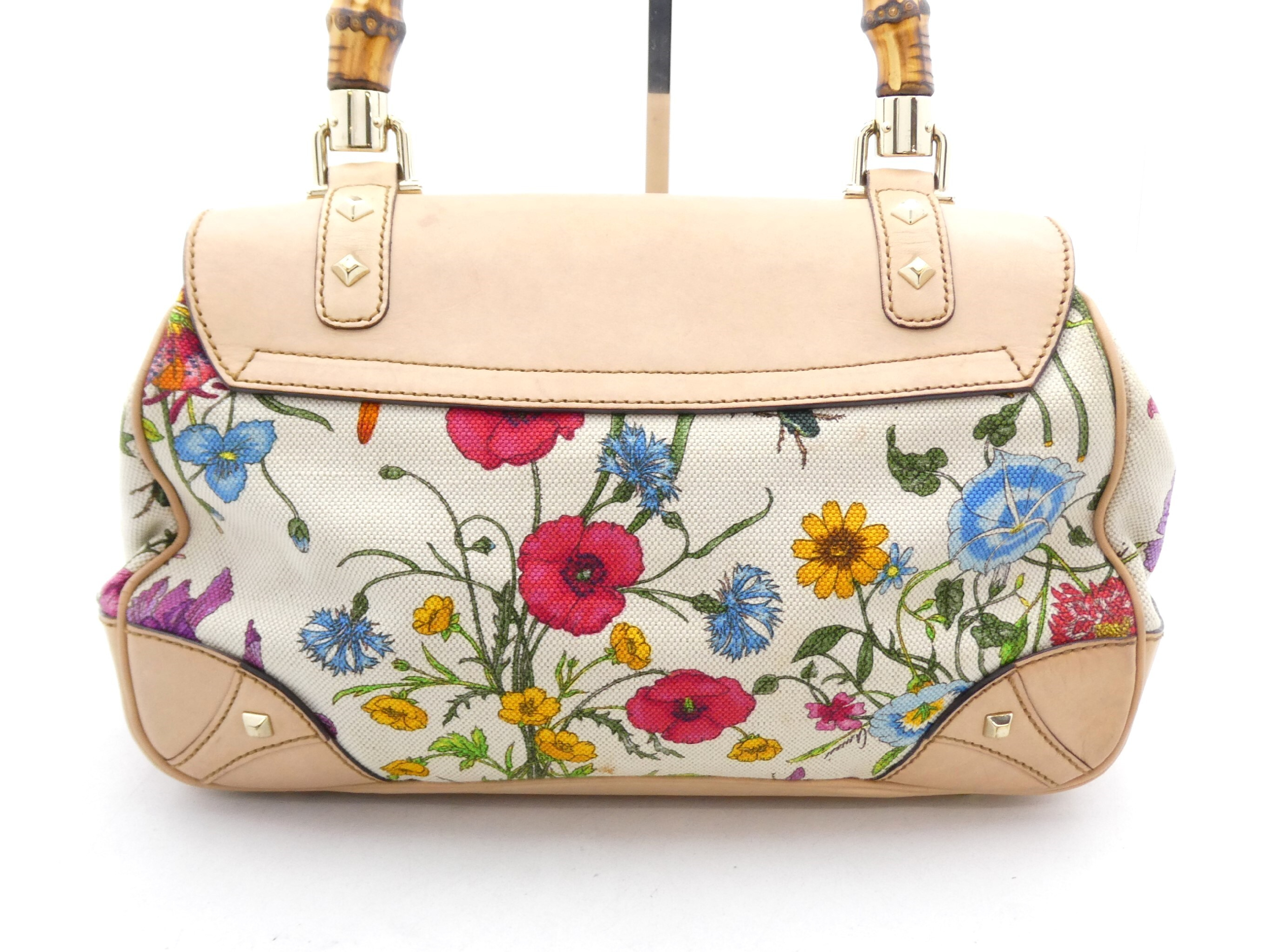 Bamboo Flora Canvas Leather Handbag — view 2