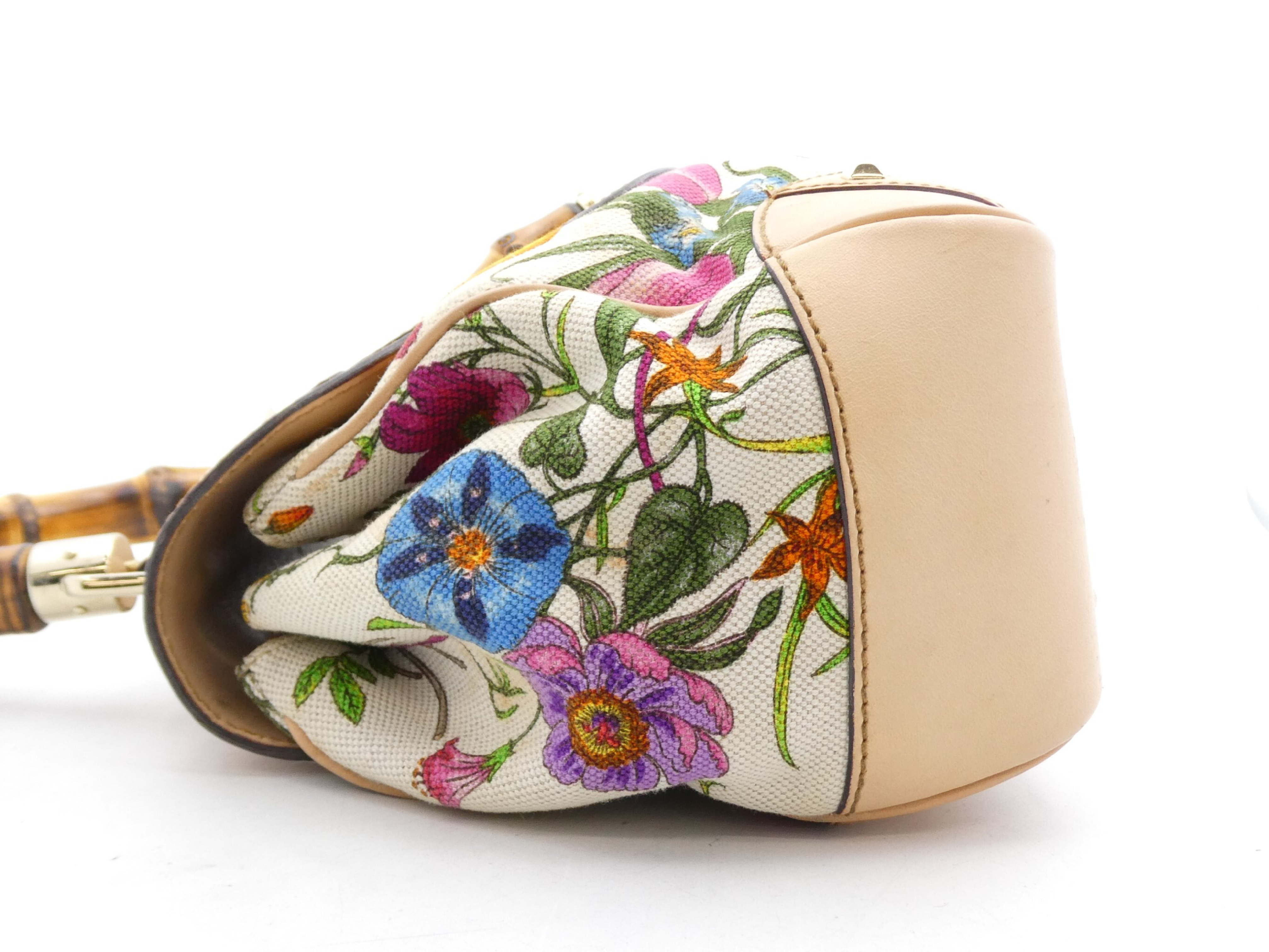 Bamboo Flora Canvas Leather Handbag — view 3