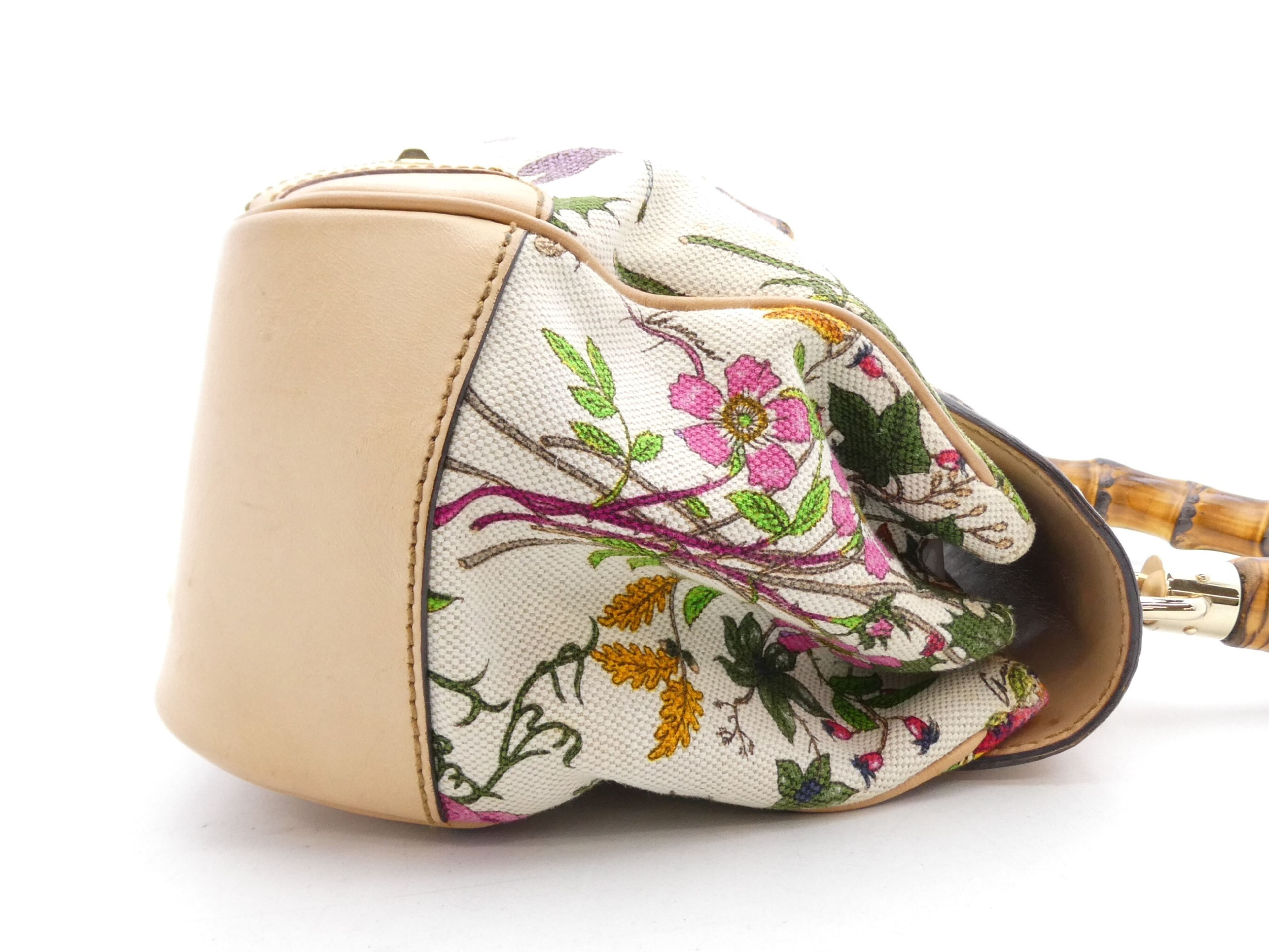 Bamboo Flora Canvas Leather Handbag — view 4