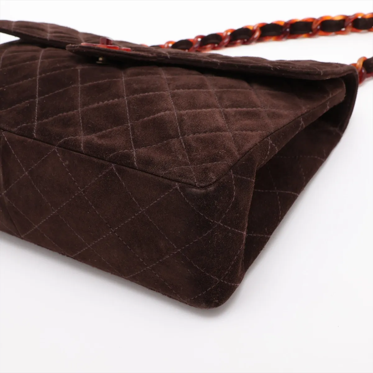 Matelassé Suede Chain Shoulder Bag, Tortoiseshell Brown, Brown Hardware, 5131232, Series 5 — view 3