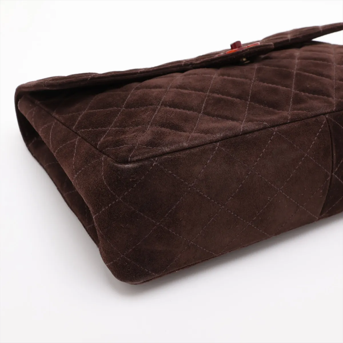 Matelassé Suede Chain Shoulder Bag, Tortoiseshell Brown, Brown Hardware, 5131232, Series 5 — view 4