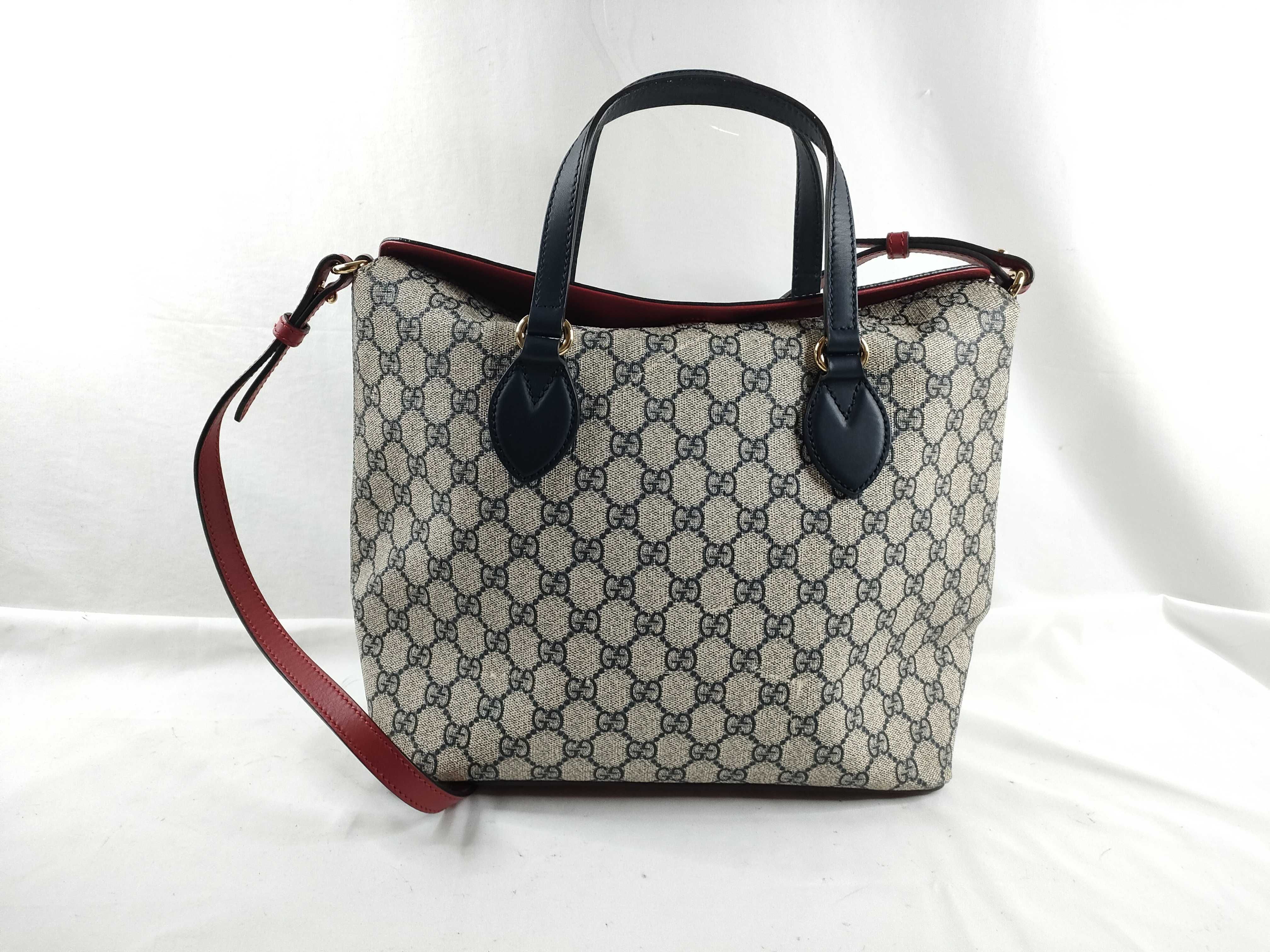 GG Supreme ID-GG Supreme 2-Way Canvas Handbag Navy x Red 429147 Shoulder Bag