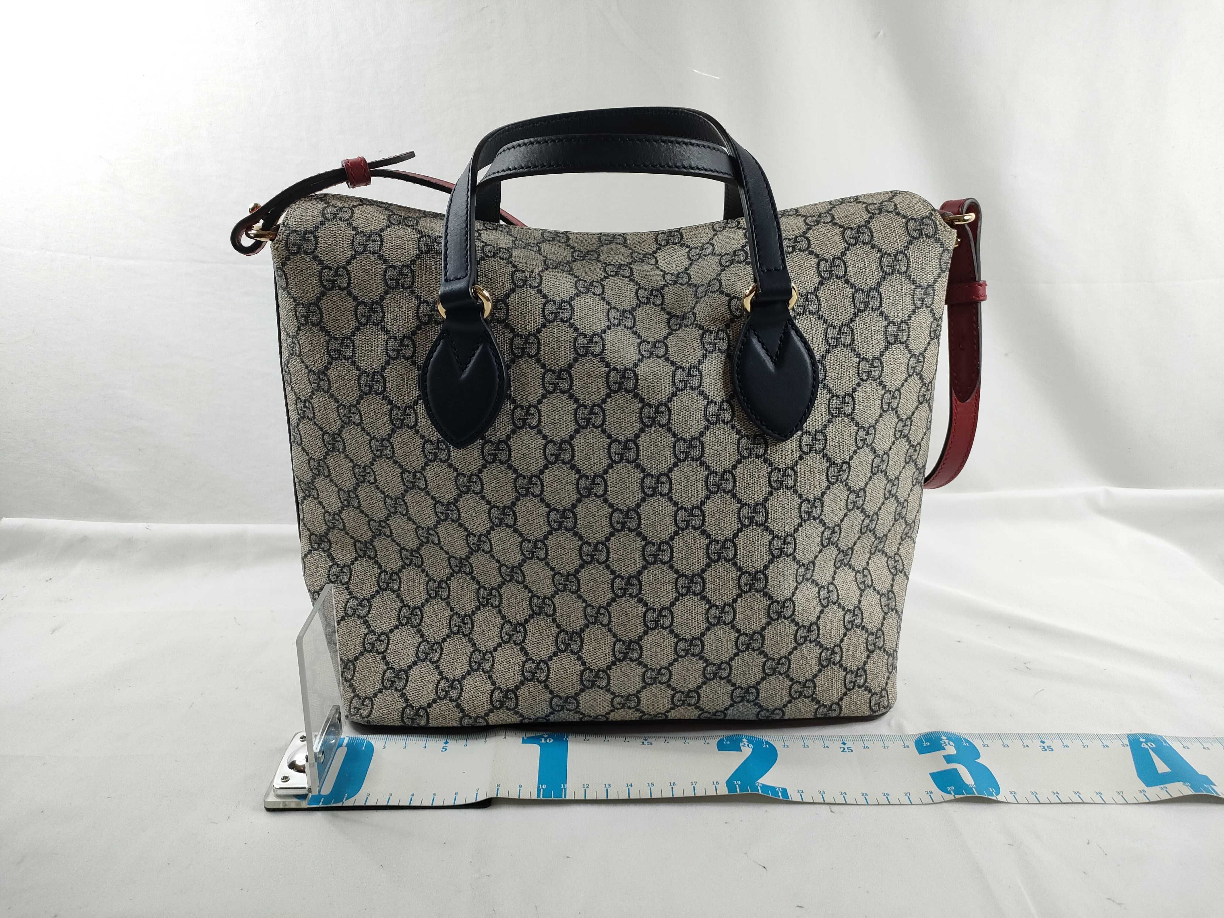 GG Supreme ID-GG Supreme 2-Way Canvas Handbag Navy x Red 429147 Shoulder Bag — view 2