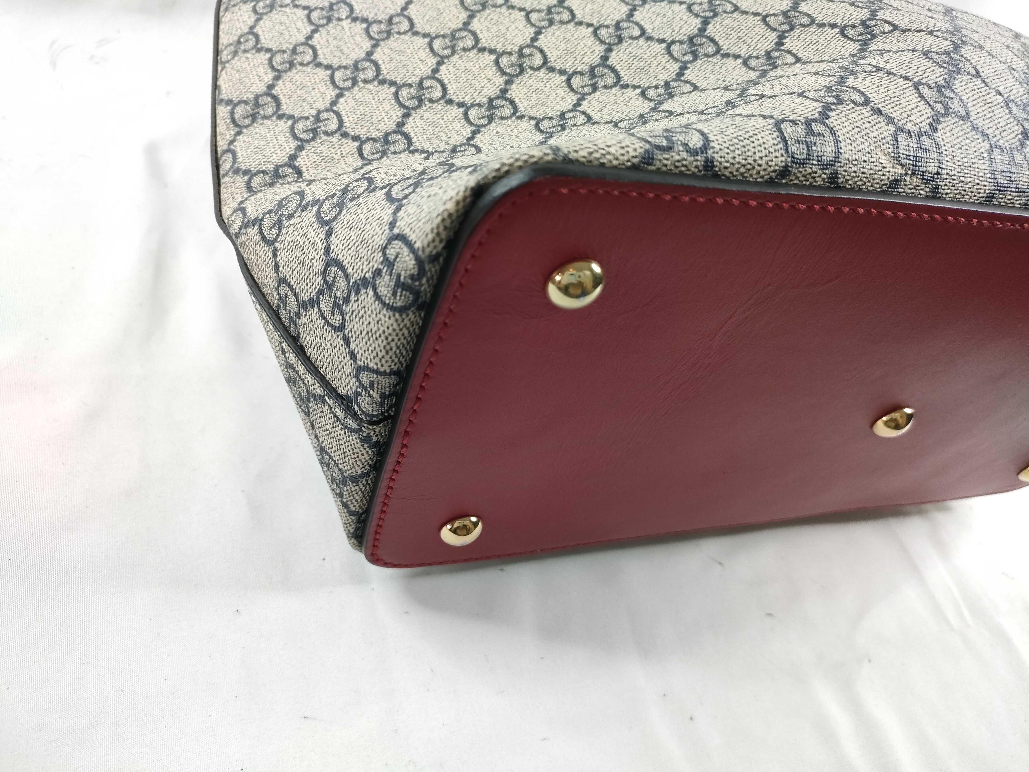 GG Supreme ID-GG Supreme 2-Way Canvas Handbag Navy x Red 429147 Shoulder Bag — view 3