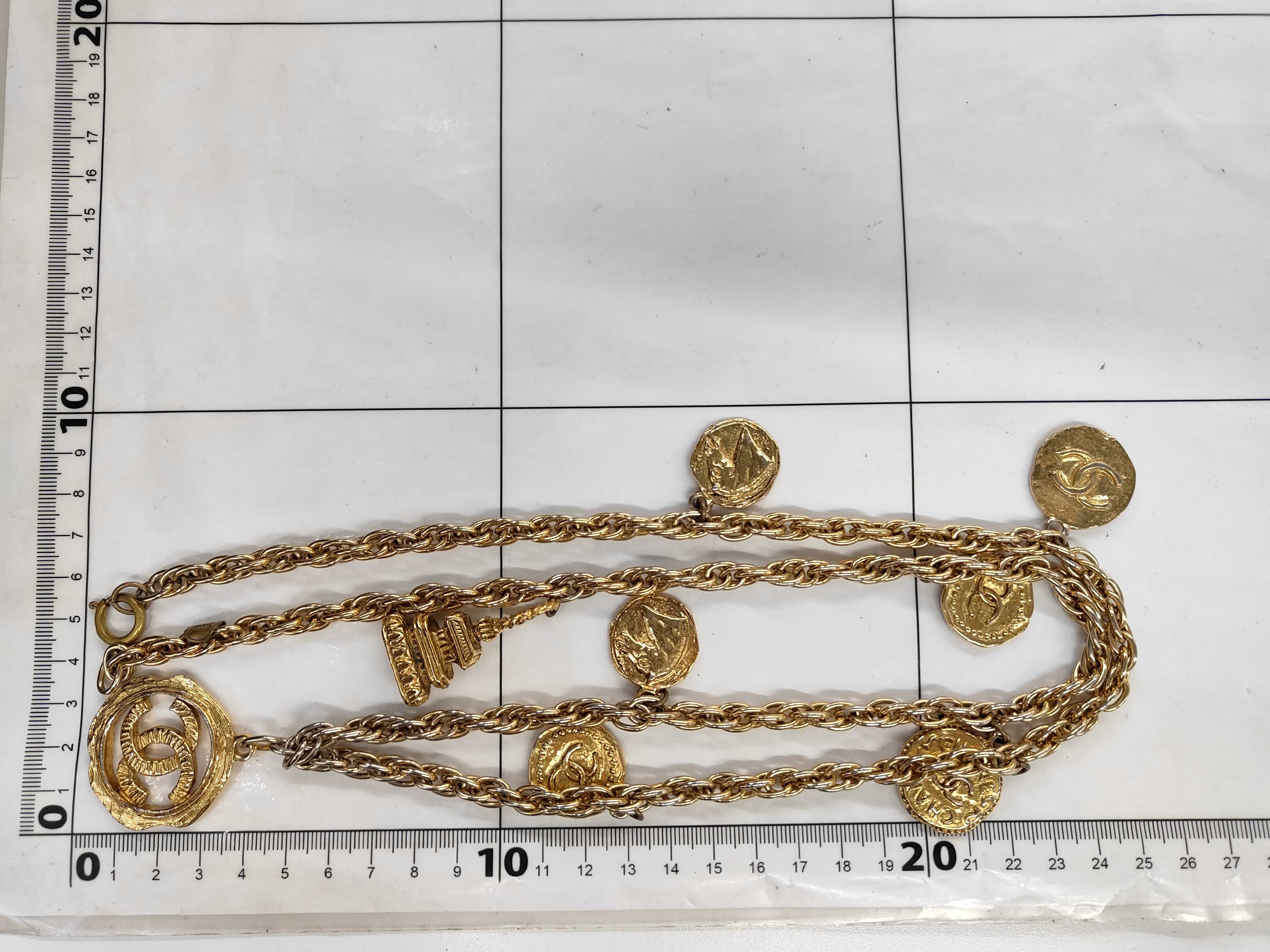 Coco Mark Gold Medal Long Chain Necklace — view 5