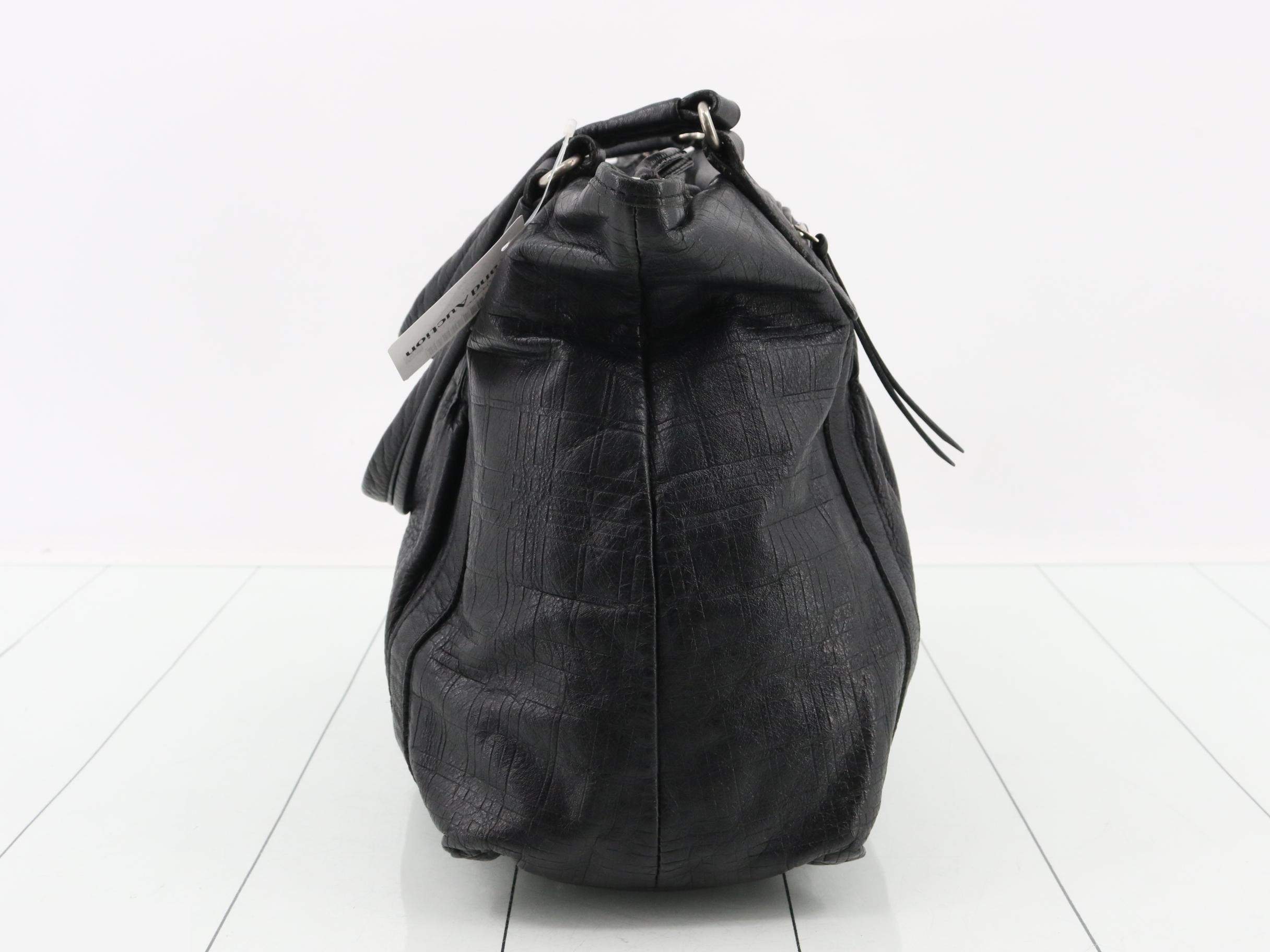 Leather gathered handbag with wrinkled finish — view 4