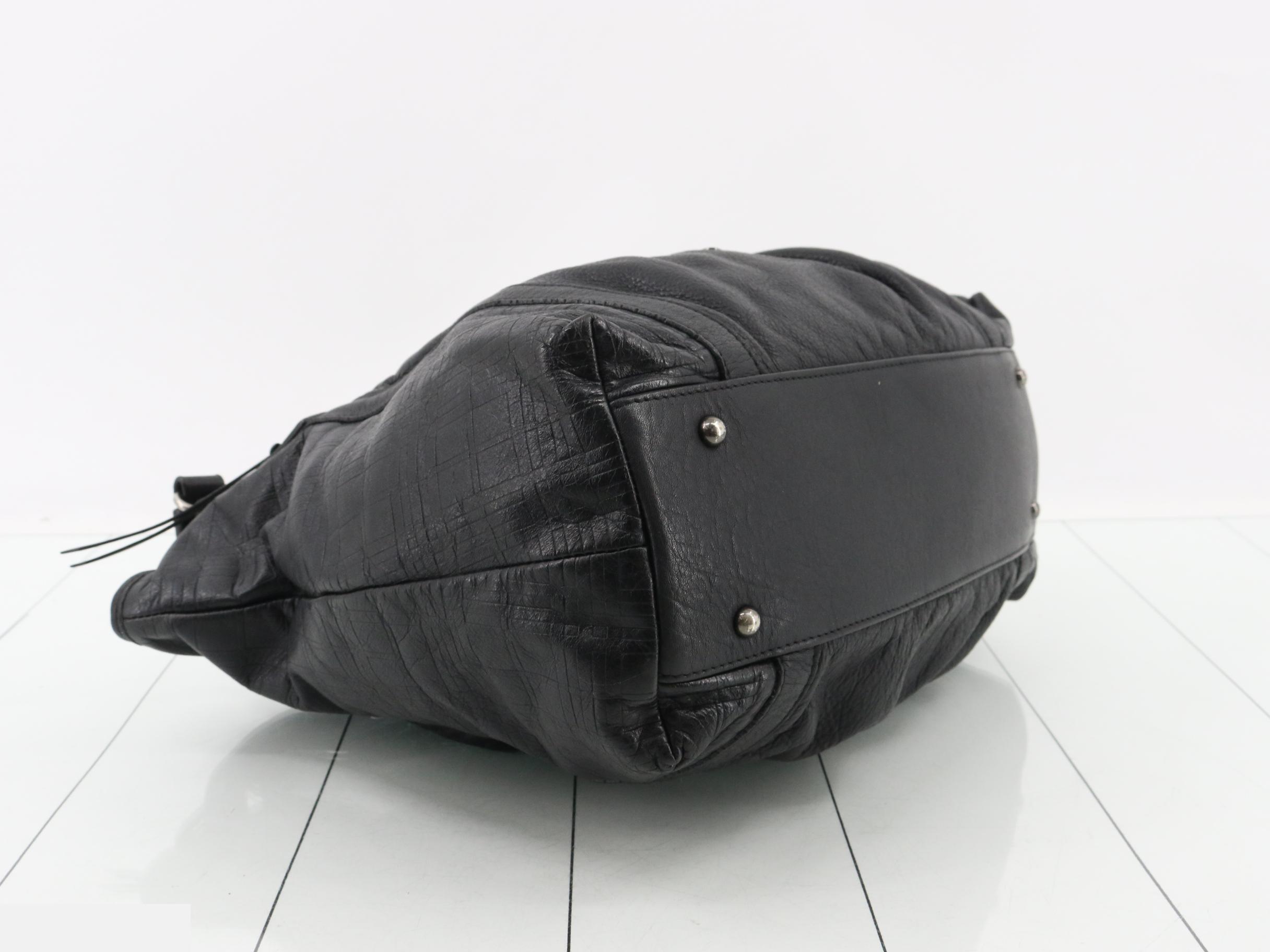 Leather gathered handbag with wrinkled finish — view 5