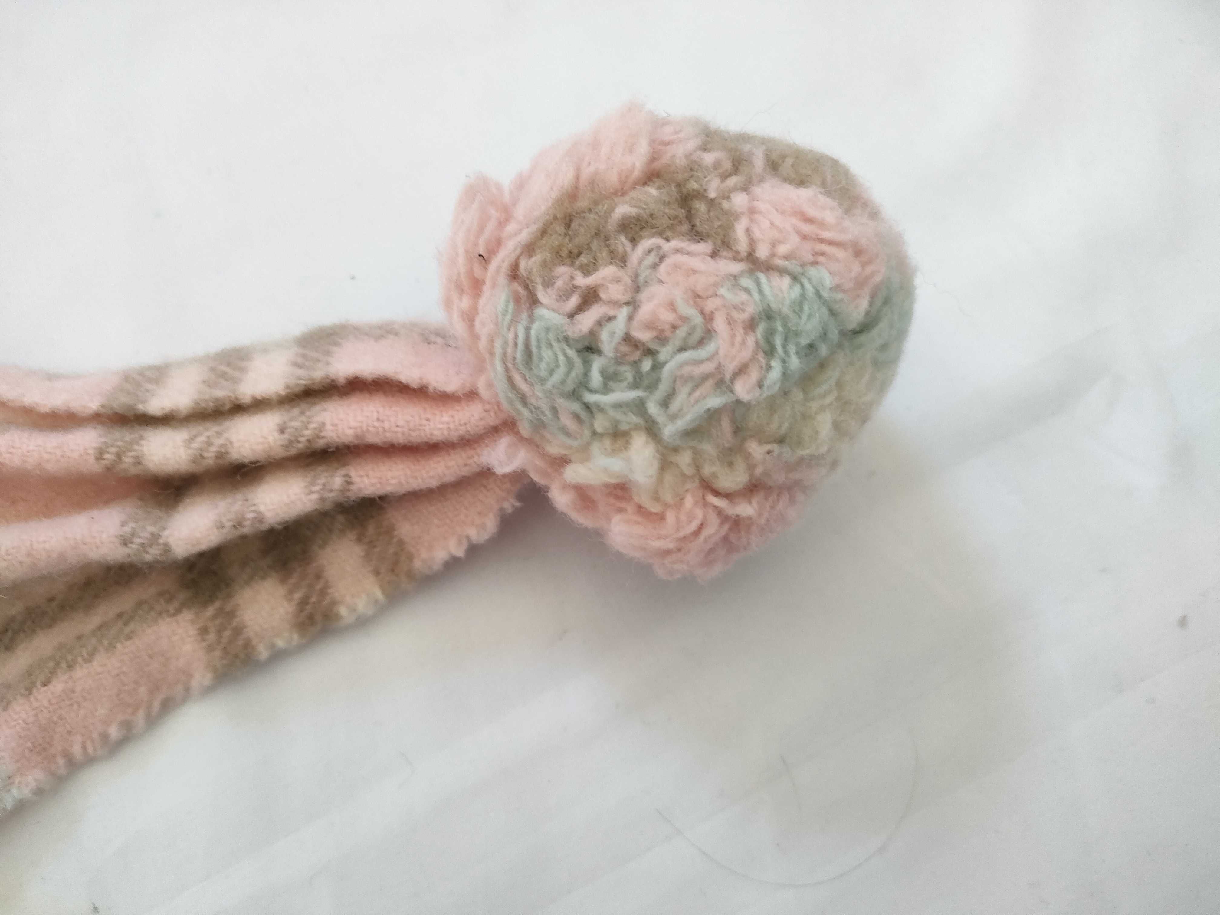 scarf with pom-poms, Nova Check pattern, pink, and other accessories. — view 5