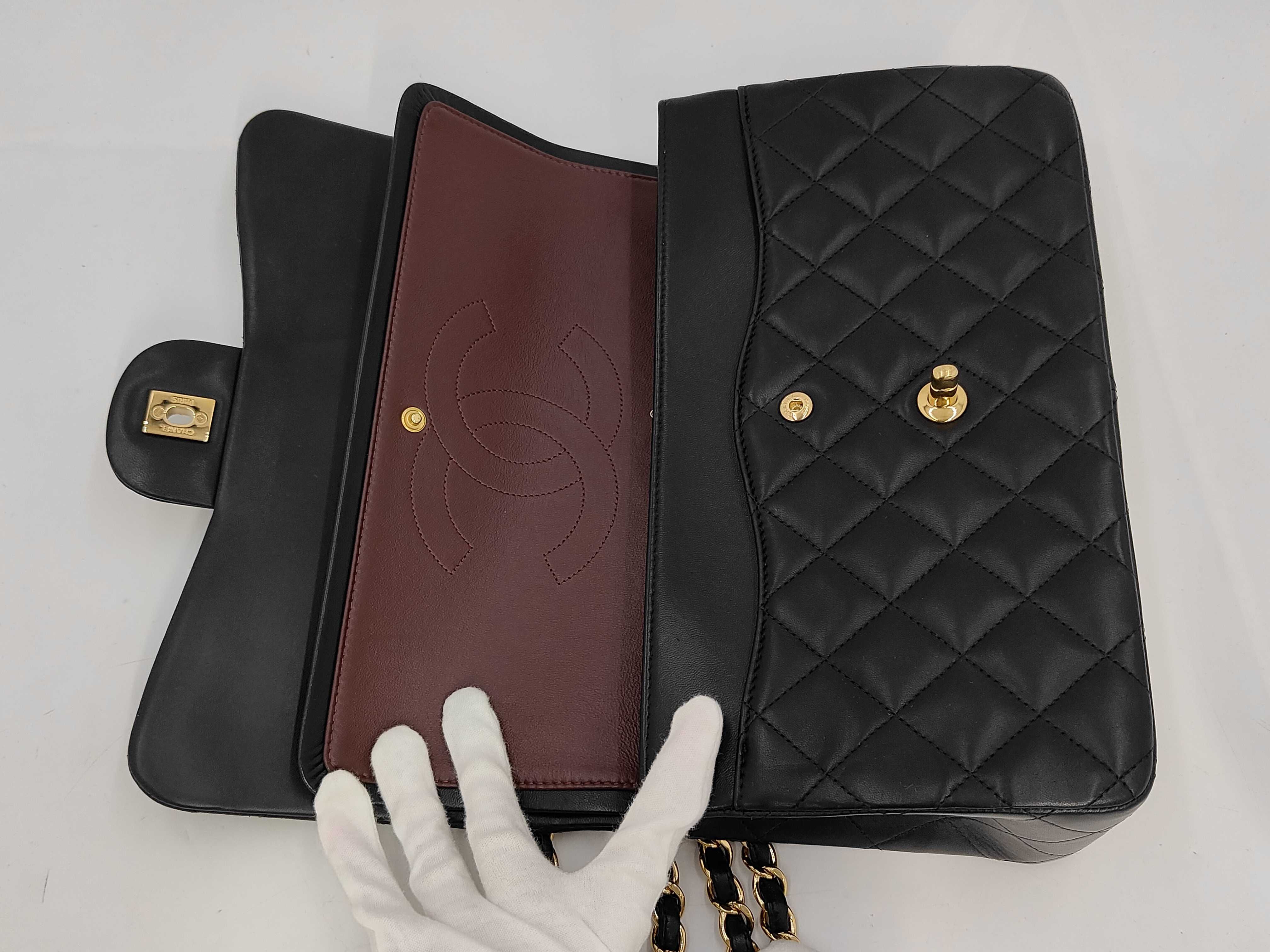 Classic Flap CF Black Lambskin Jumbo Shoulder Bag (No. 21) with Card Holder, Gold Hardware — view 12