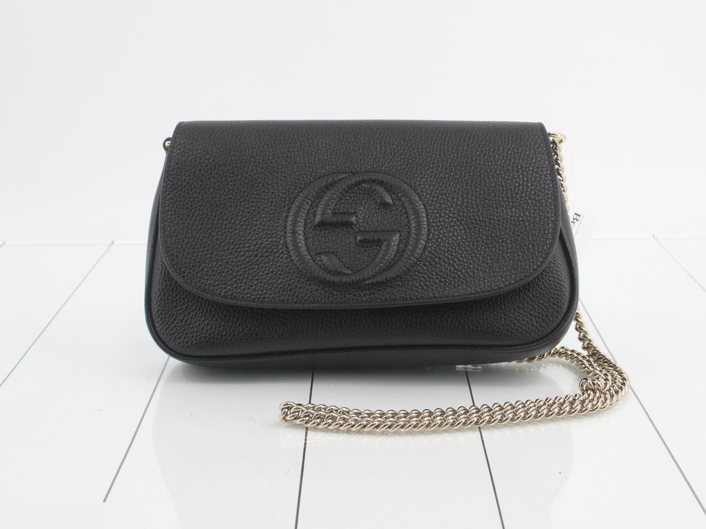 Soho Chain Shoulder Bag, Leather, Black