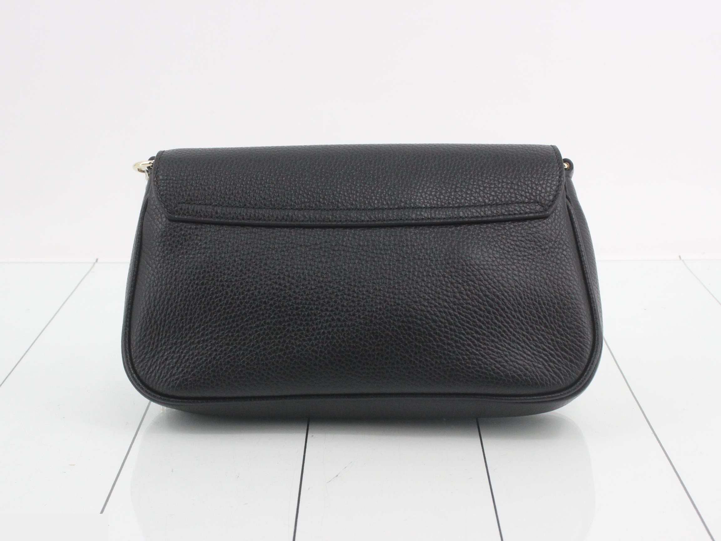 Soho Chain Shoulder Bag, Leather, Black — view 2