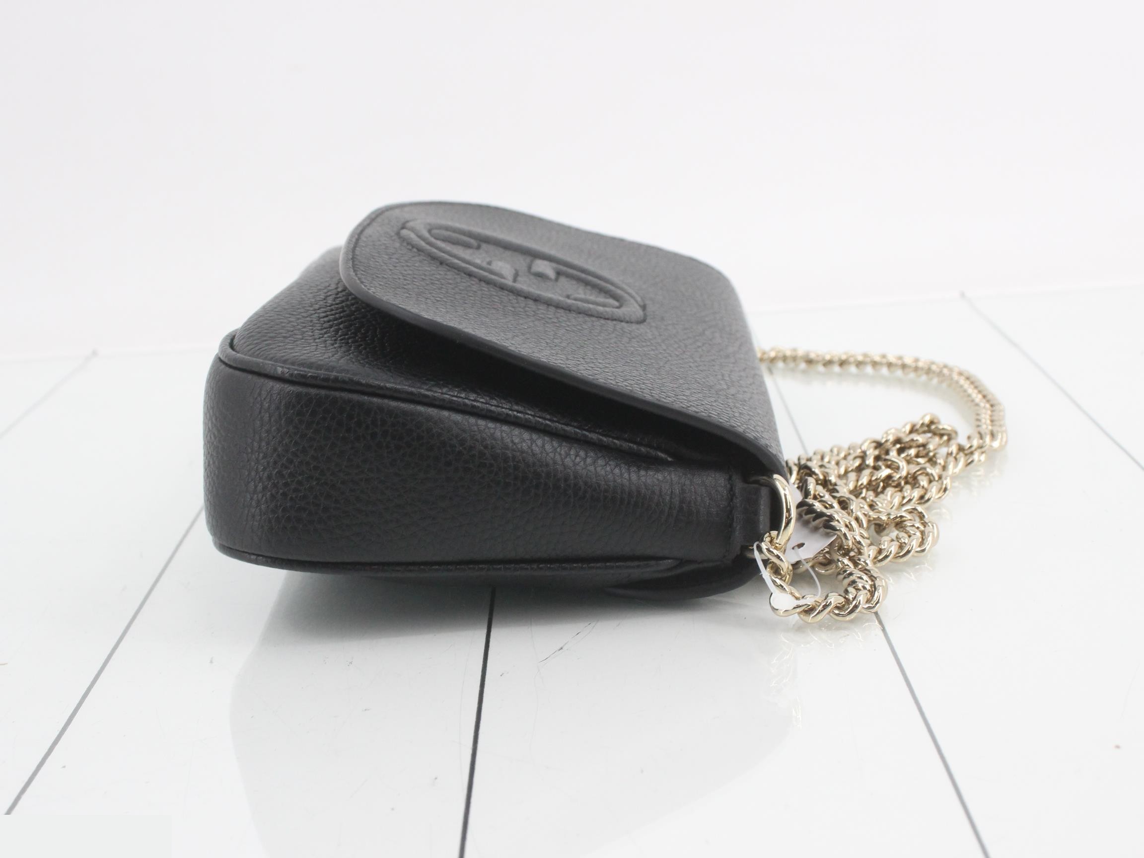 Soho Chain Shoulder Bag, Leather, Black — view 3