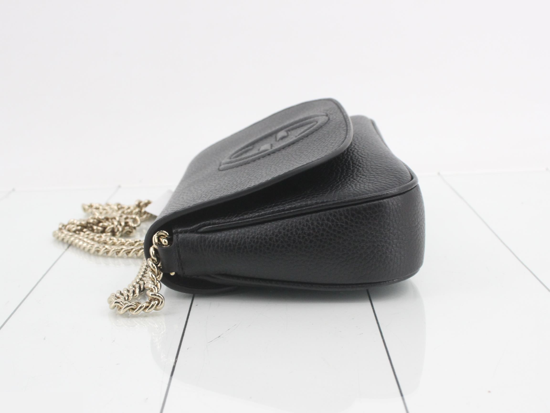 Soho Chain Shoulder Bag, Leather, Black — view 4