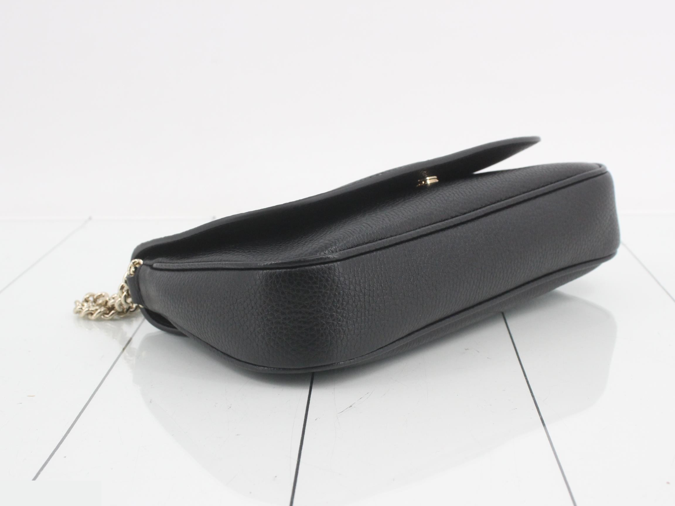 Soho Chain Shoulder Bag, Leather, Black — view 5