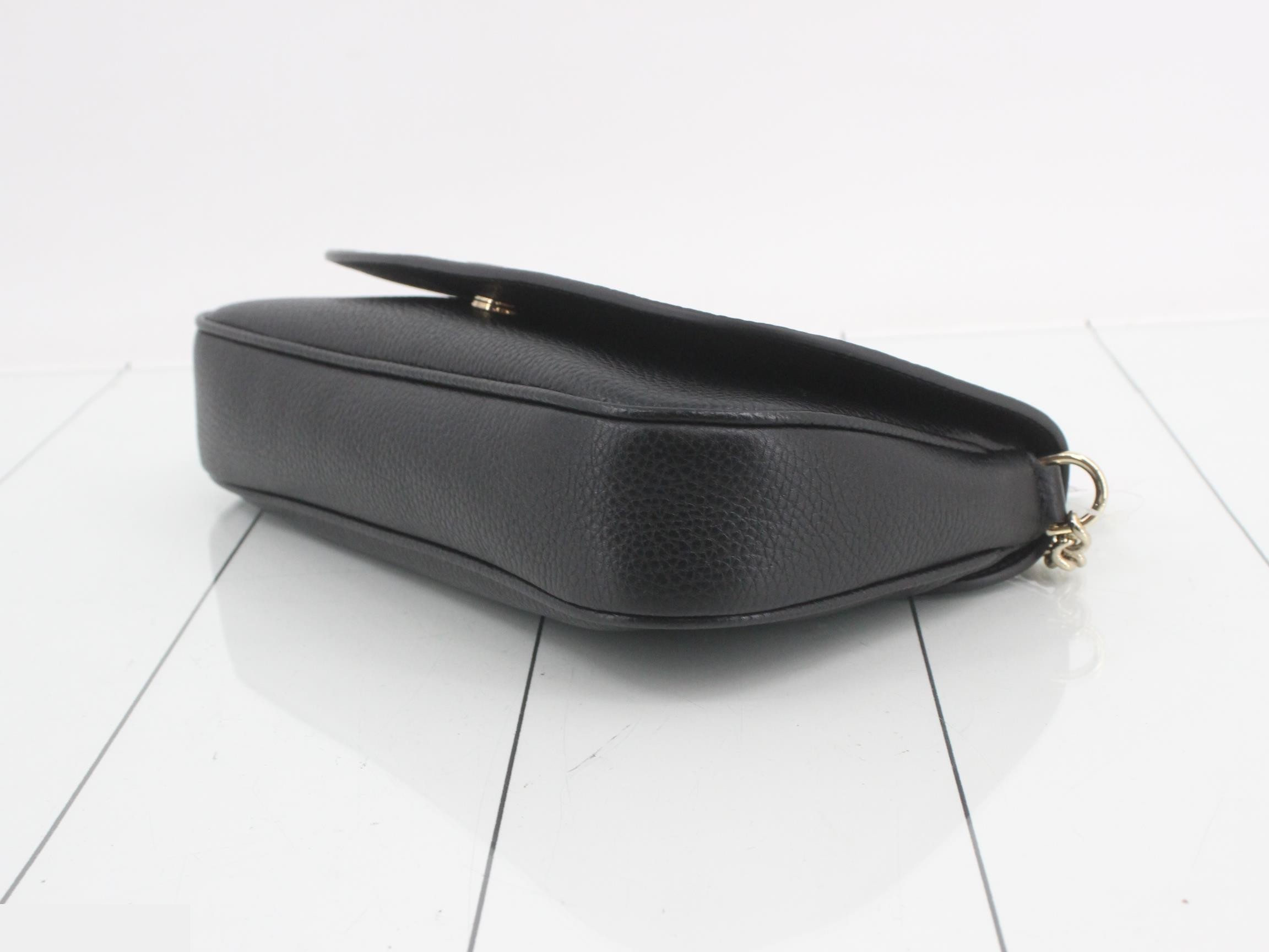 Soho Chain Shoulder Bag, Leather, Black — view 6