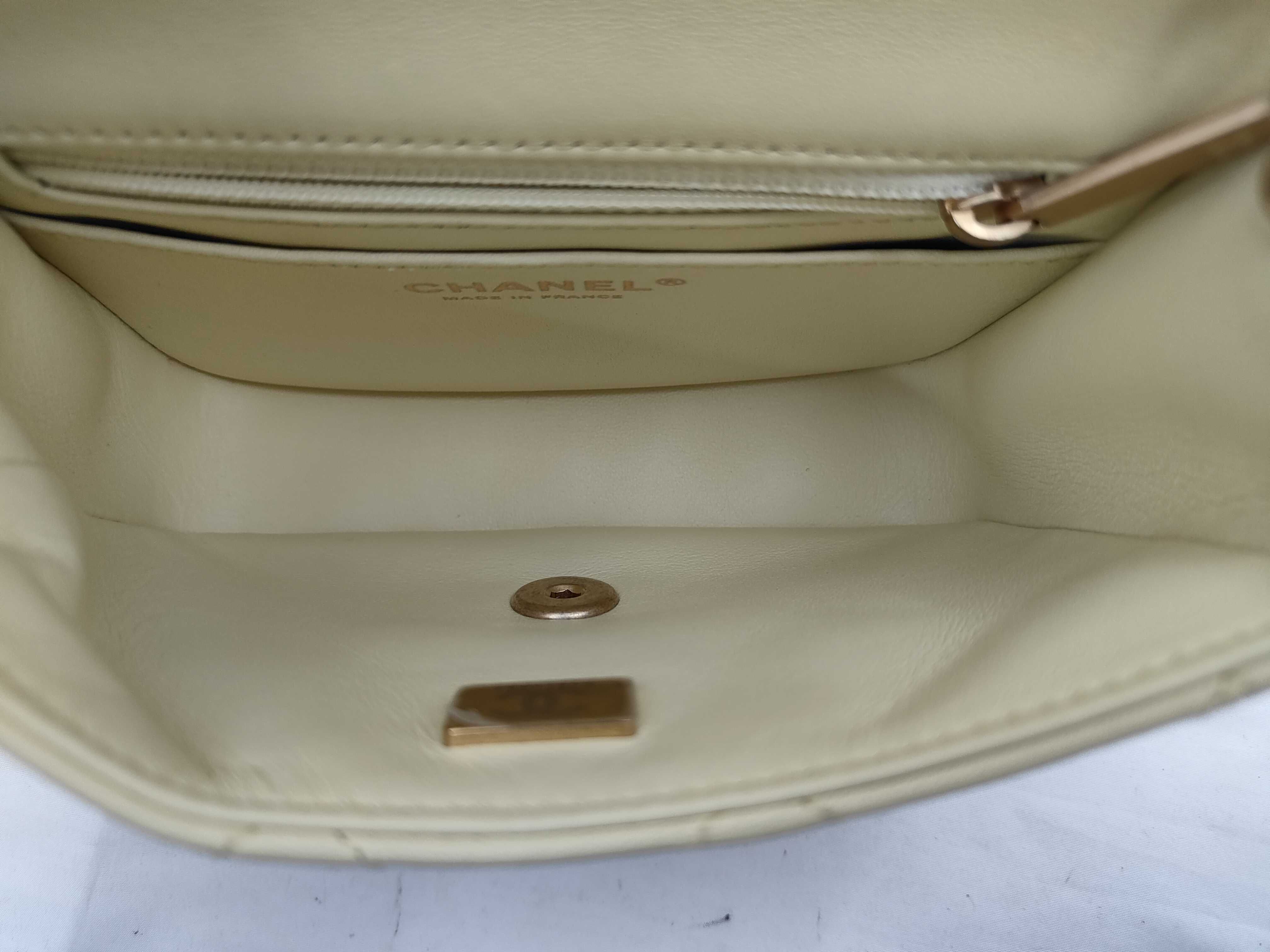 Mini Matelassé Chain Shoulder Bag, Lambskin, Yellow — view 8