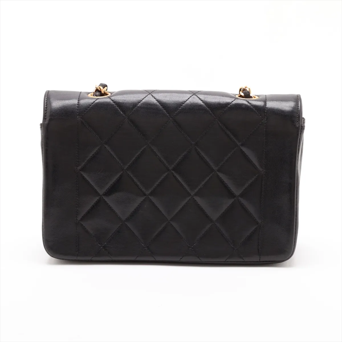 Matelassé Lambskin Single Flap Single Chain Bag, Diana Flap, Black with Gold Hardware, 3048562, Series 3 — view 2