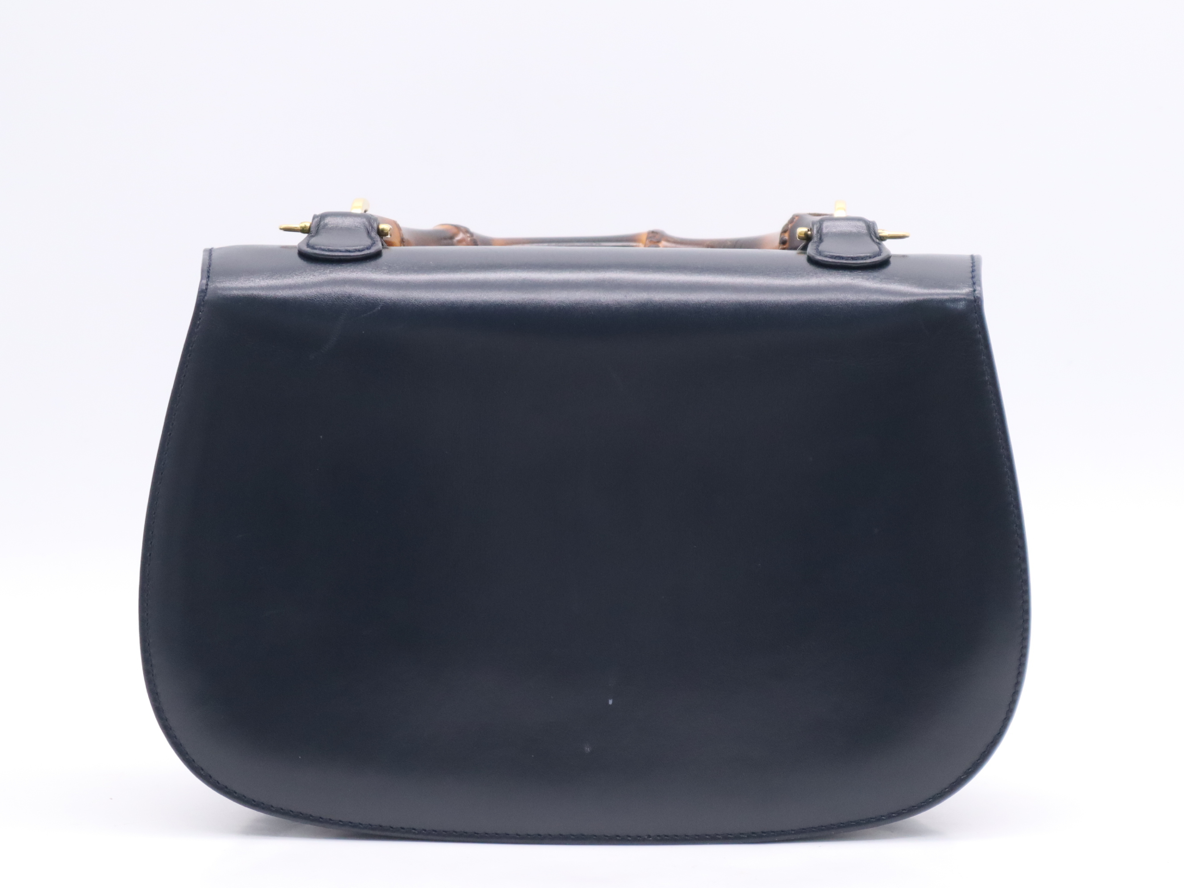 000 01 0633 Bamboo x Leather Bamboo Handbag Black Gold Hardware Handbag — view 2