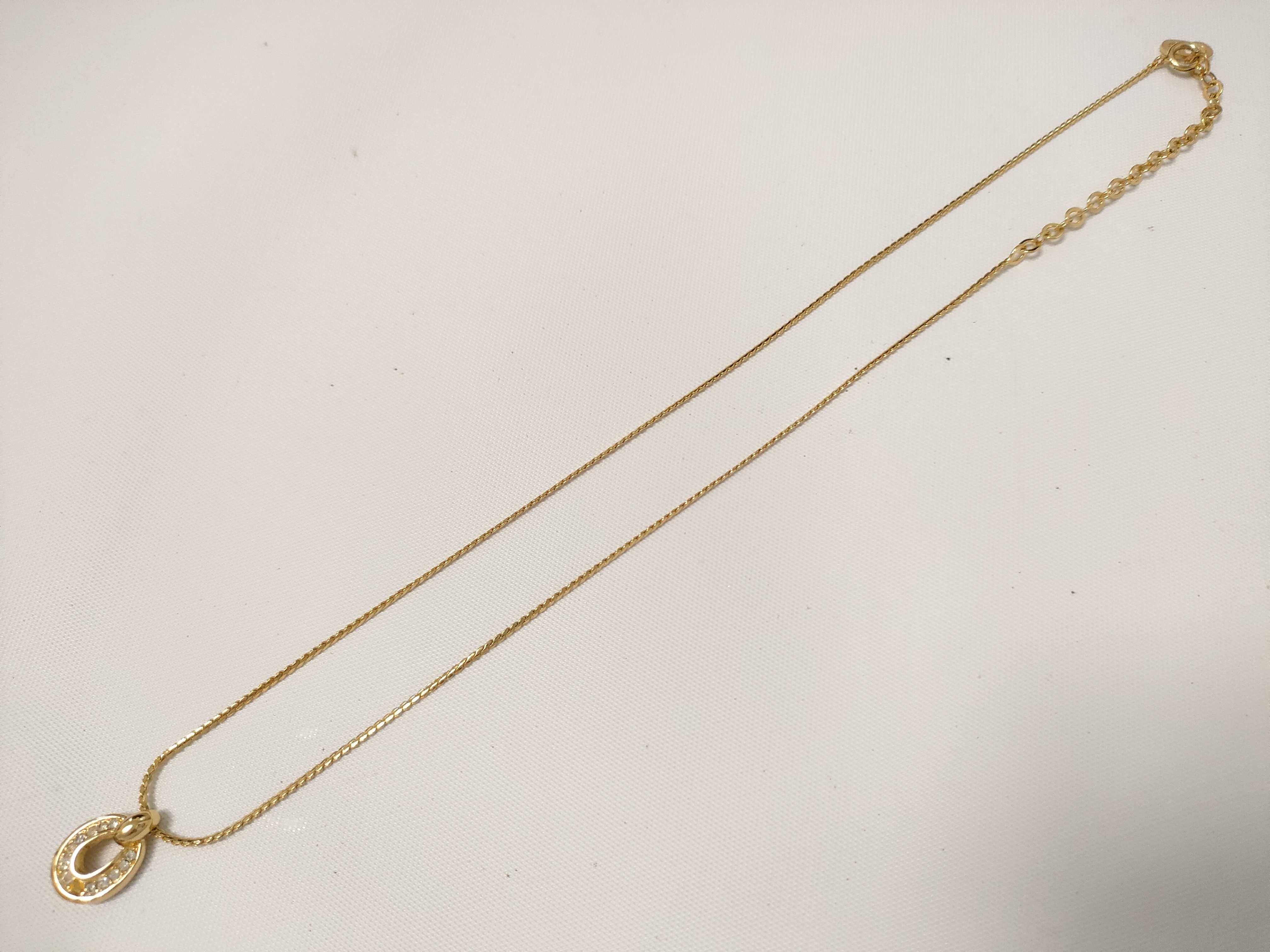 Christian necklace, rhinestone gold necklace — view 2
