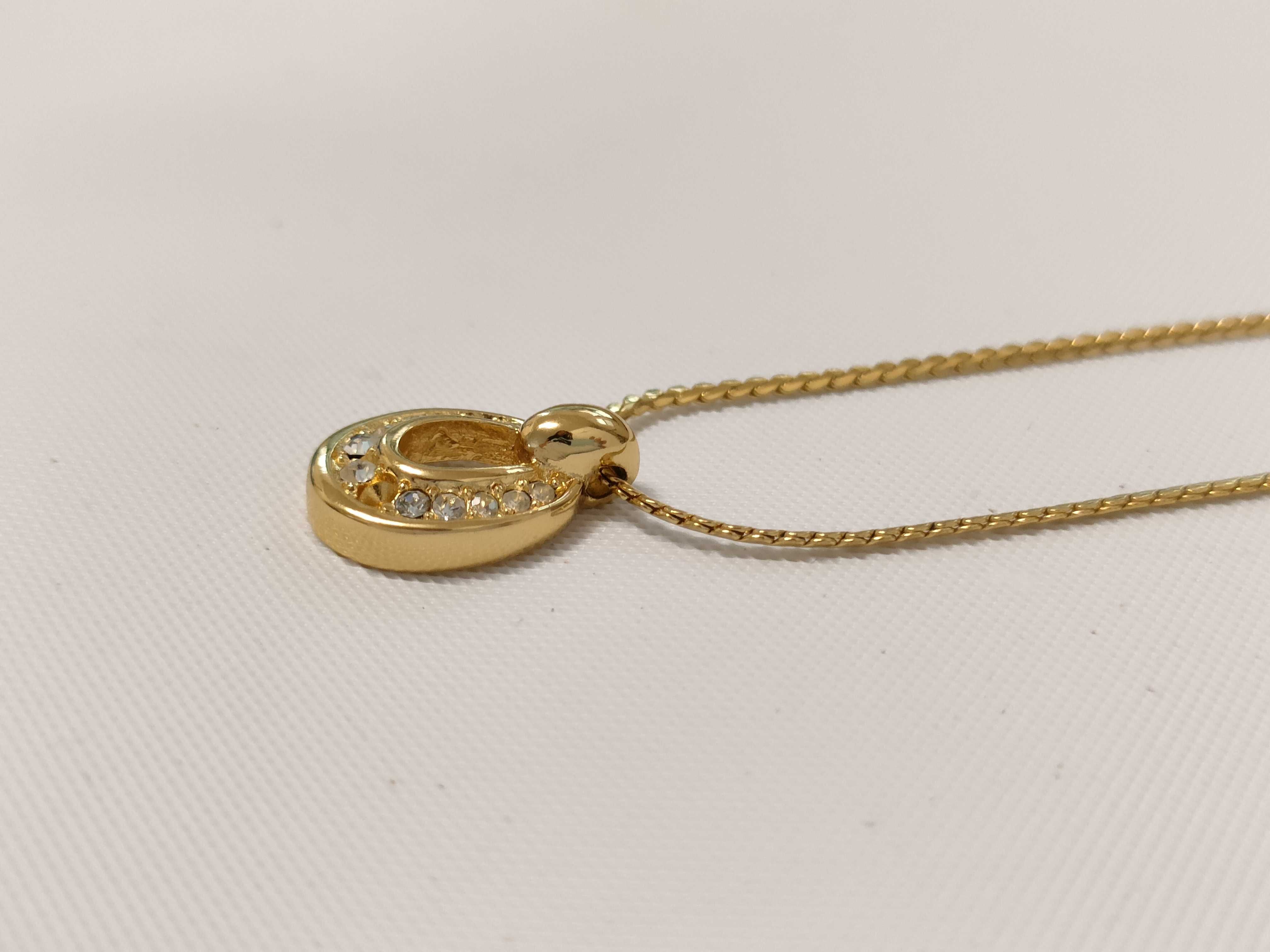 Christian necklace, rhinestone gold necklace — view 3