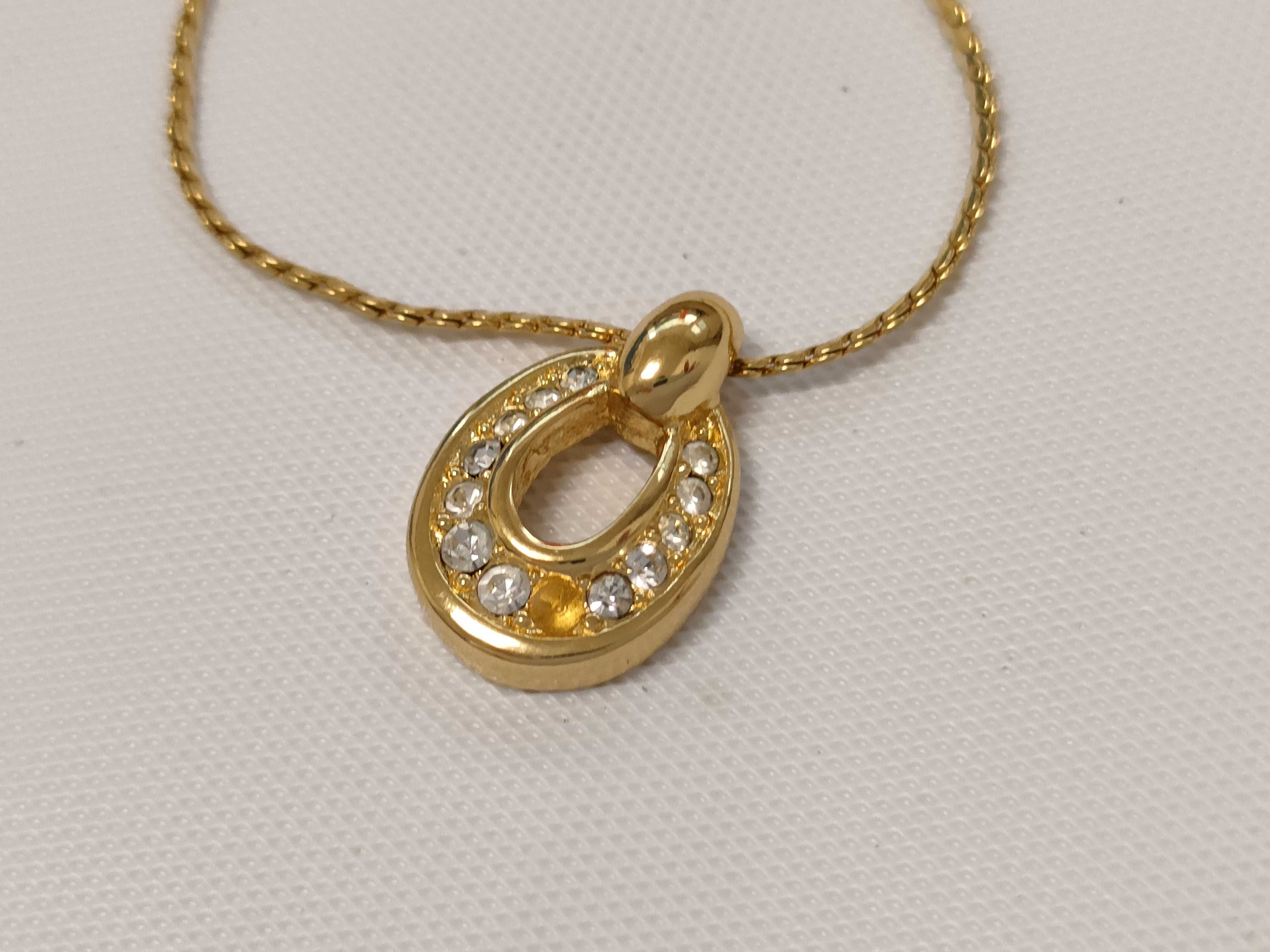 Christian necklace, rhinestone gold necklace — view 9