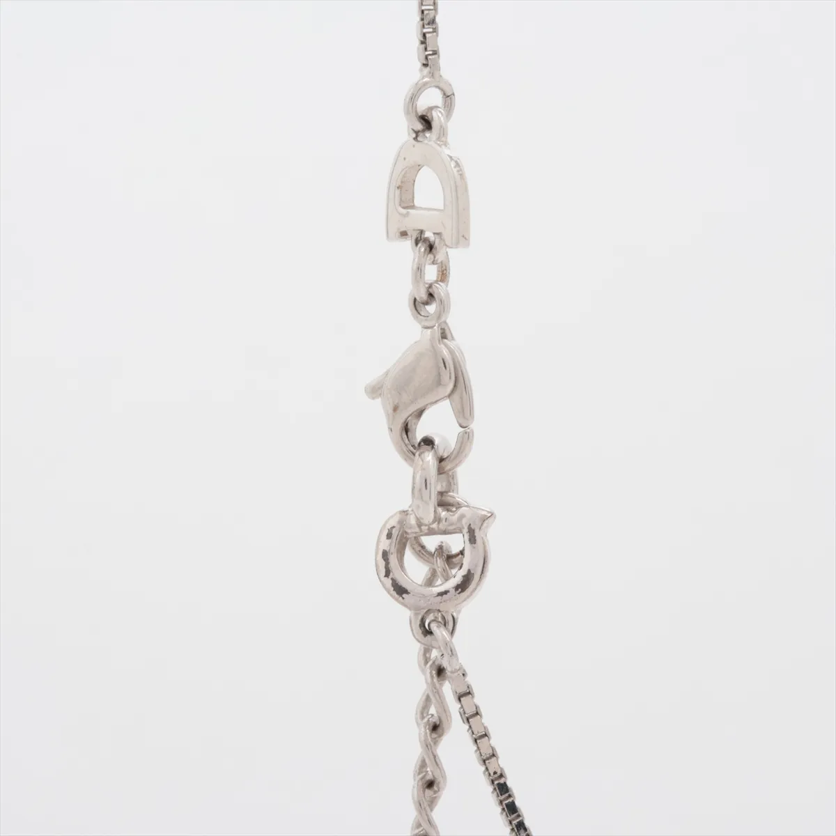 logo necklace, metal, silver. Shows signs of wear, — view 3