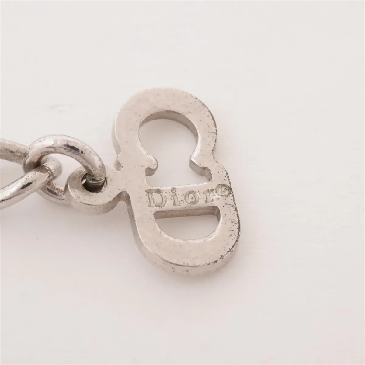 logo necklace, metal, silver. Shows signs of wear, — view 4
