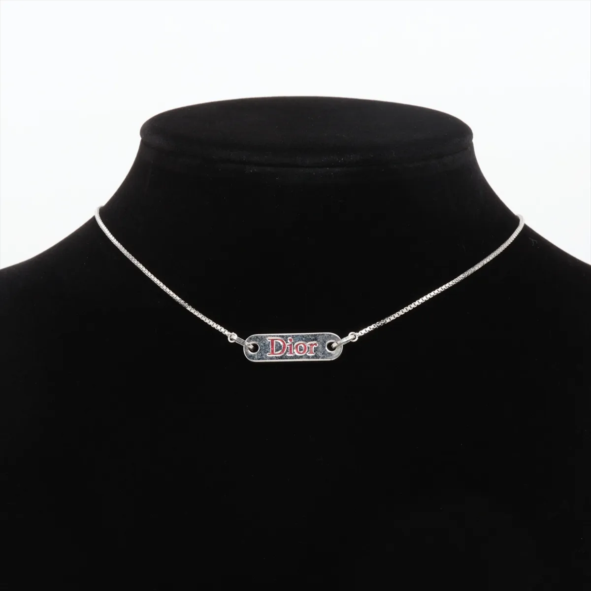 logo necklace, metal, silver. Shows signs of wear, — view 5