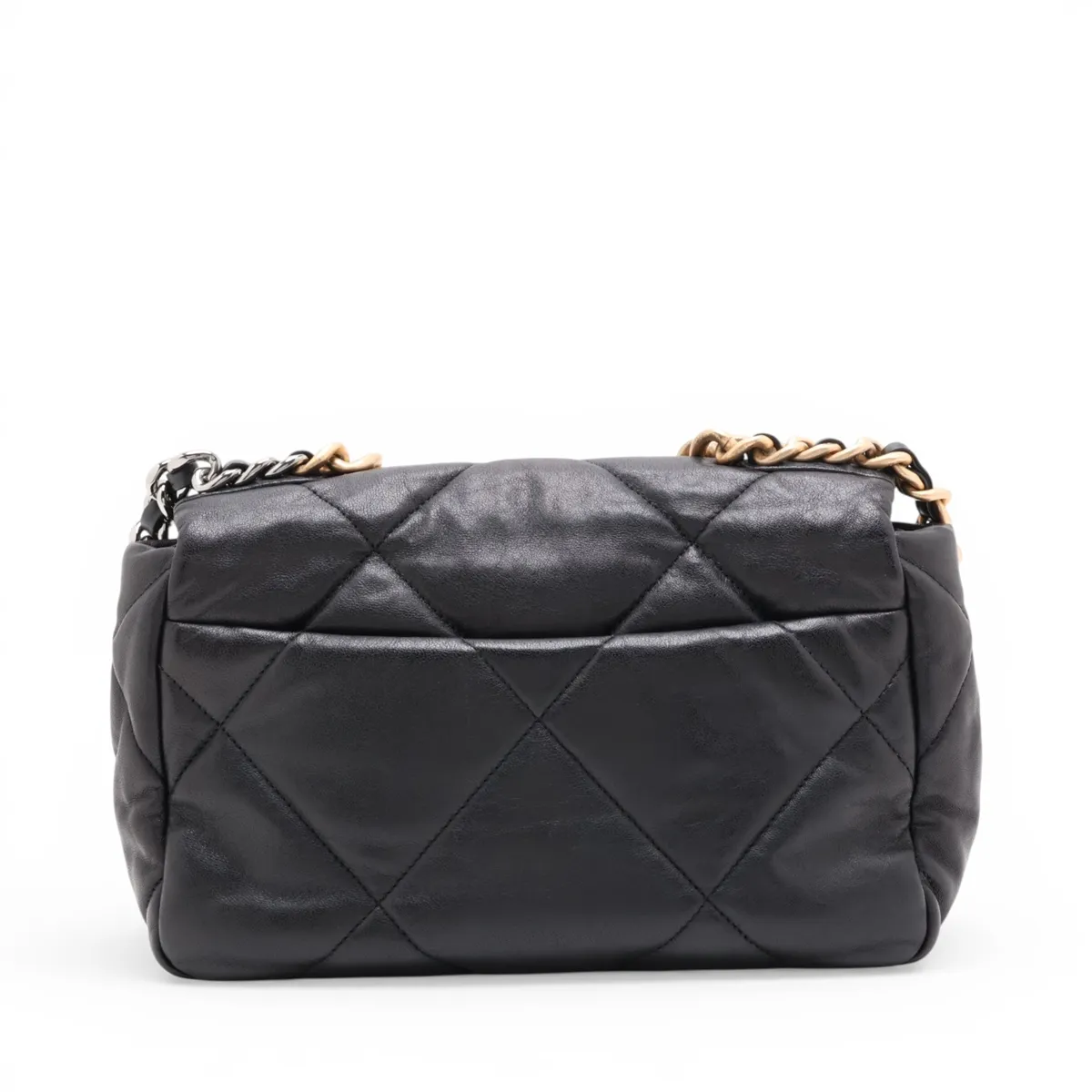 19 Lambskin Chain Shoulder Bag, Black with Gold Hardware, 28832332, Serial Number 28, AS1160 — view 2