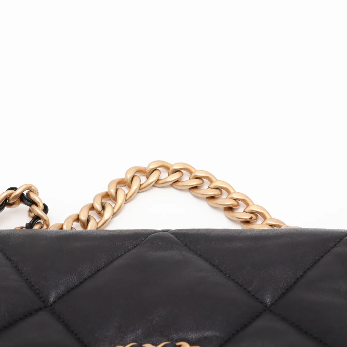 19 Lambskin Chain Shoulder Bag, Black with Gold Hardware, 28832332, Serial Number 28, AS1160 — view 6