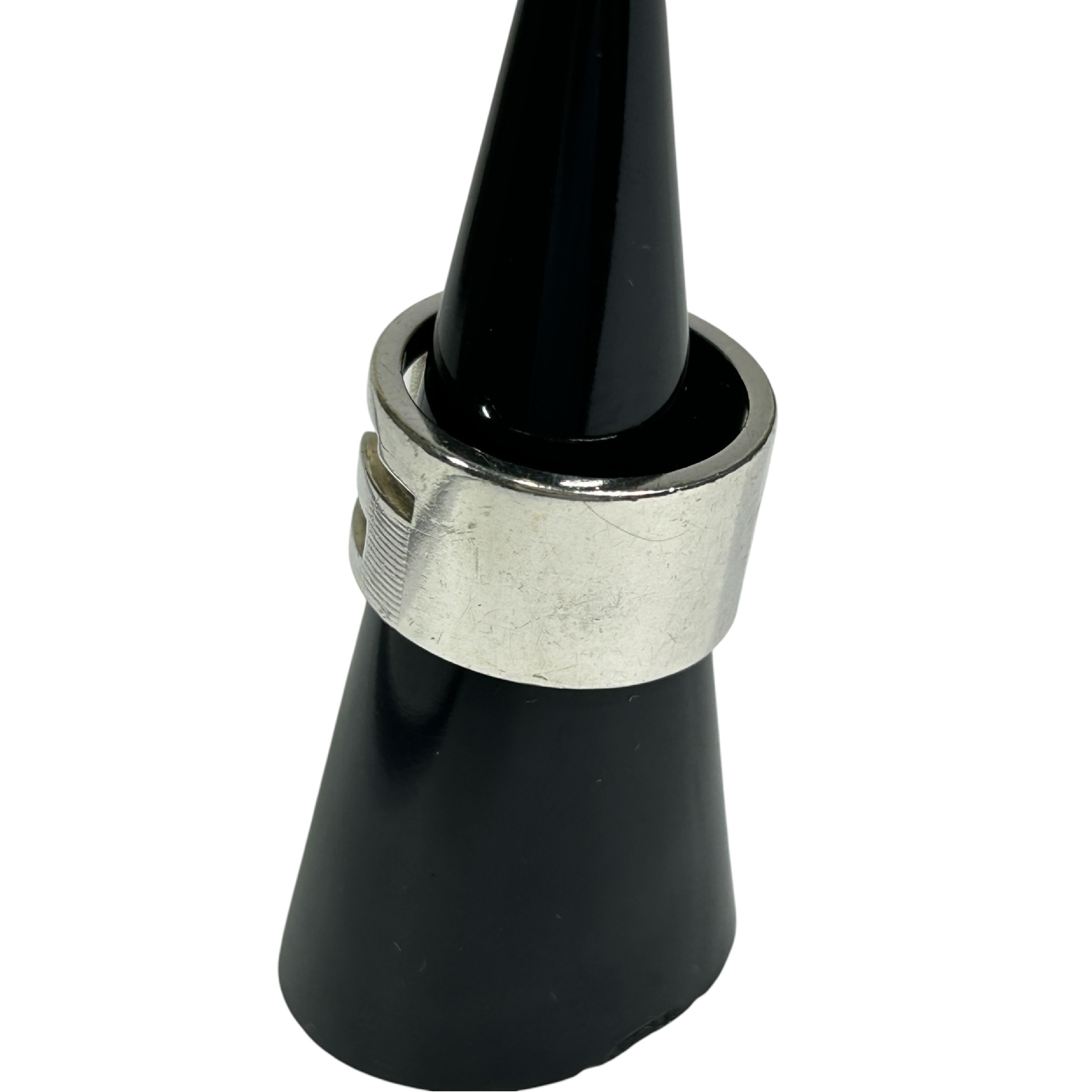ring, G logo cutout, branded G, sterling silver 925, wide, size 12.5 (marked 14), 10.4g. — view 2