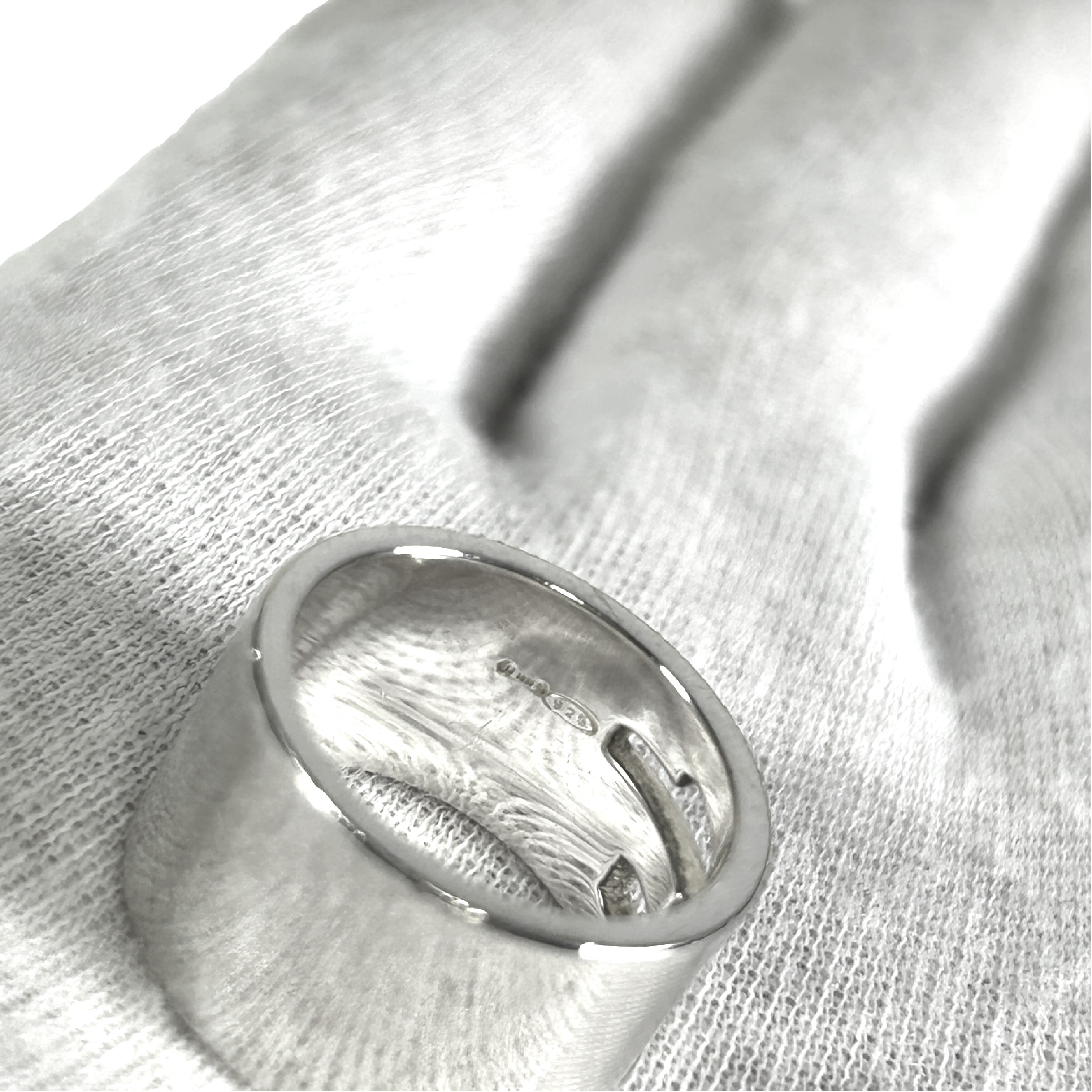ring, G logo cutout, branded G, sterling silver 925, wide, size 12.5 (marked 14), 10.4g. — view 7